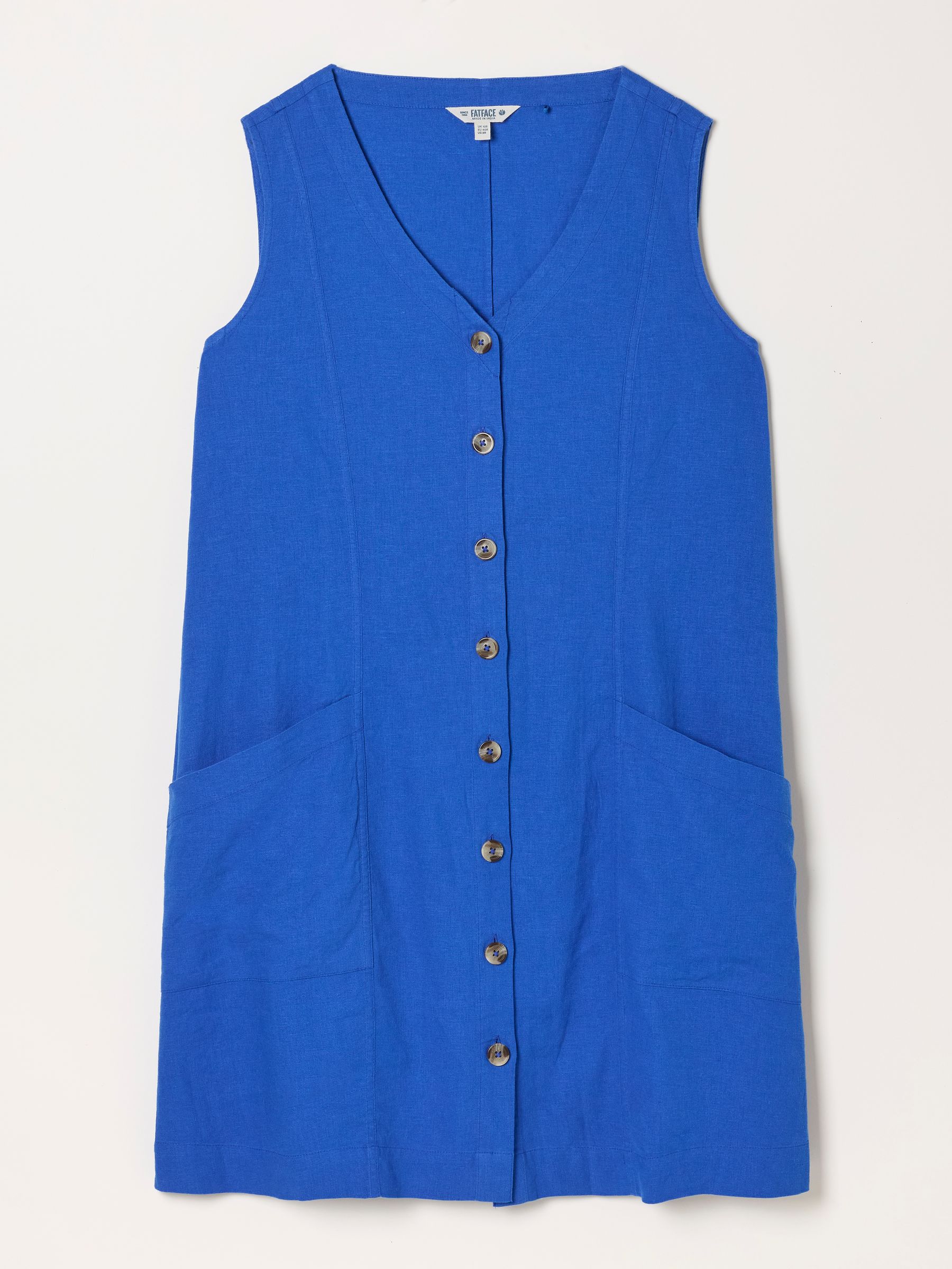 Jena Cobalt Blue Regular Linen Dress - Image 1 of 1