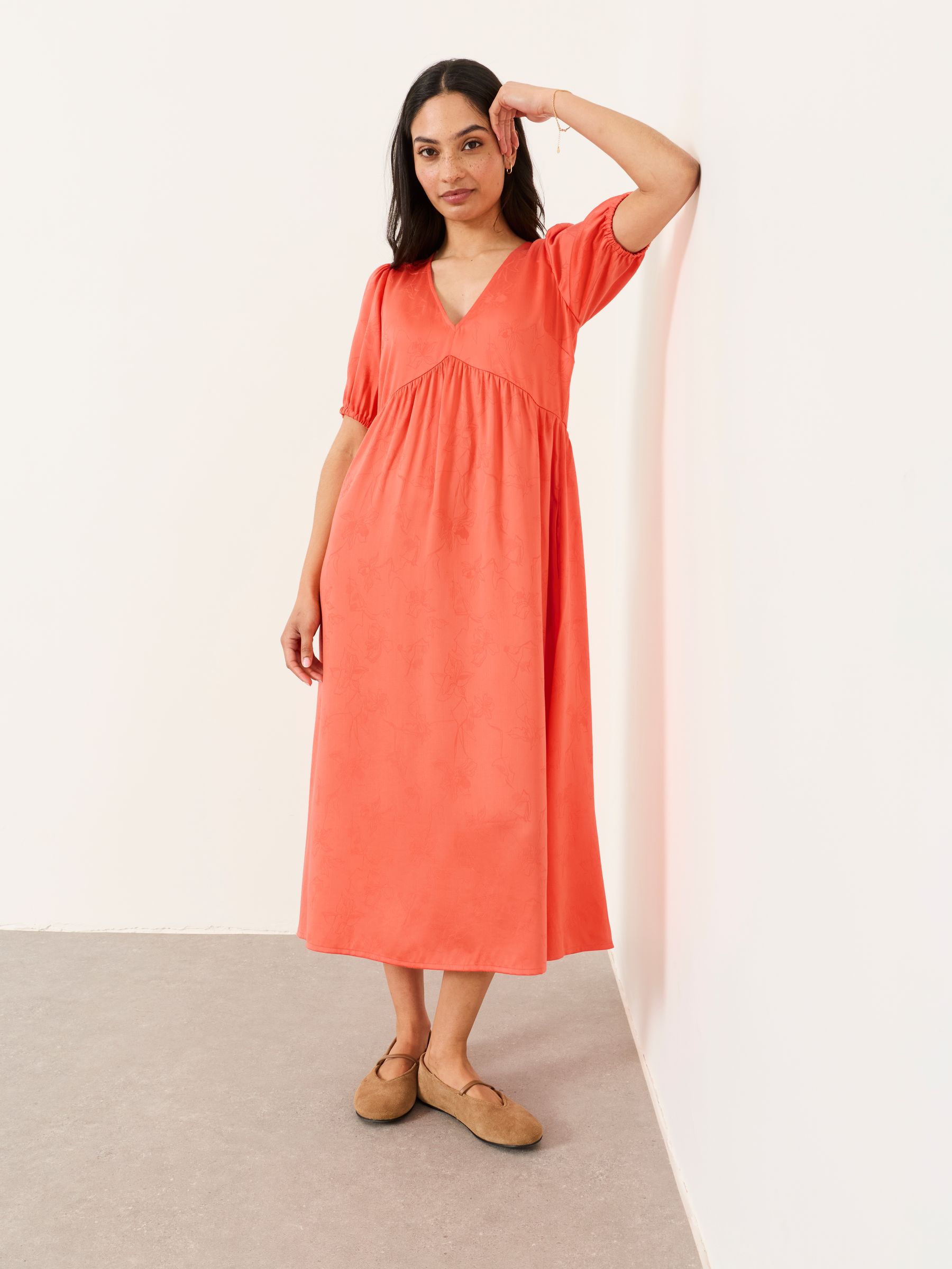 Remi Coral Pink Regular Midi Dress - Image 1 of 5