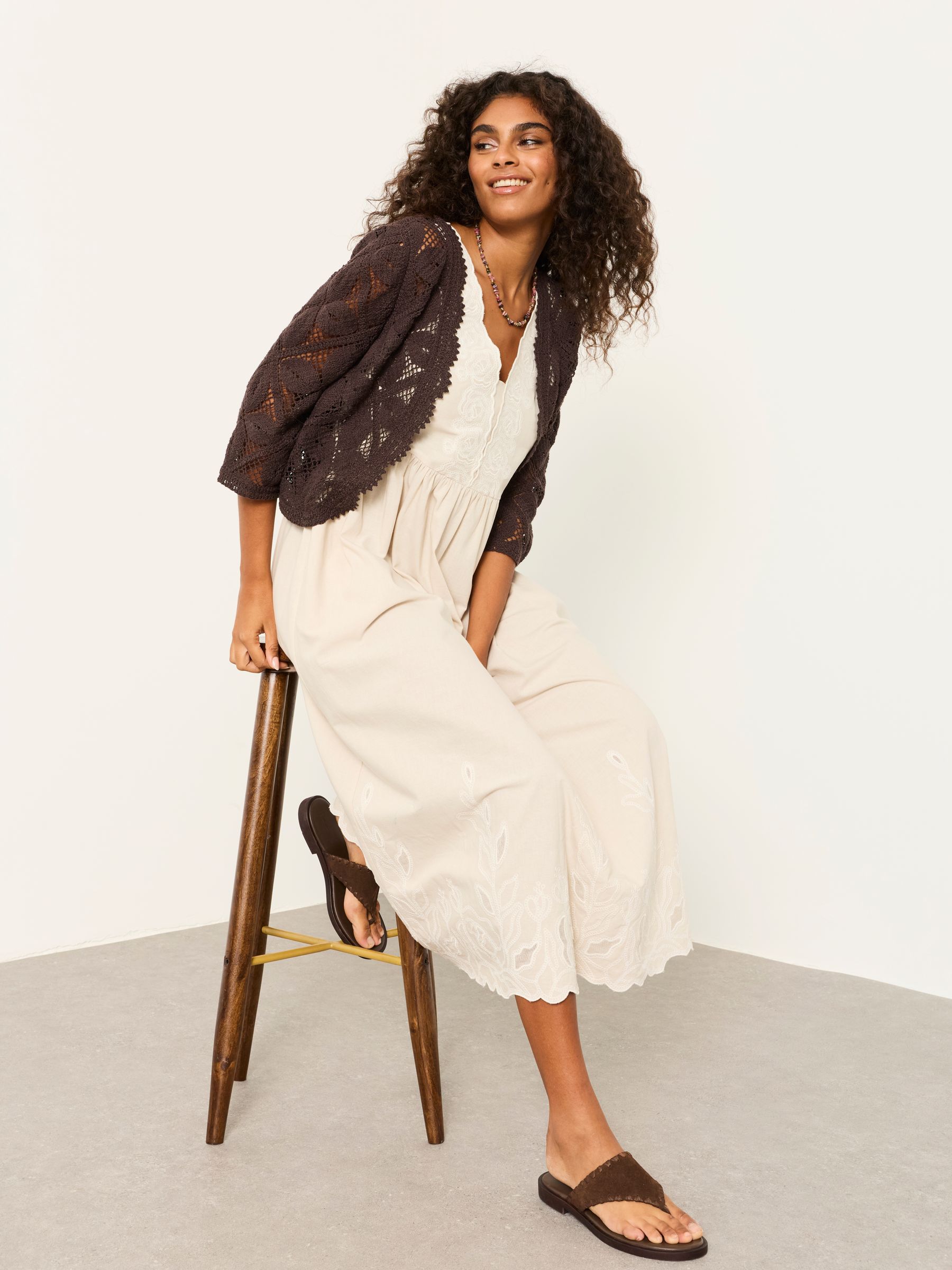 Analisa Natural Regular Embroidered Midi Dress - Image 4 of 5