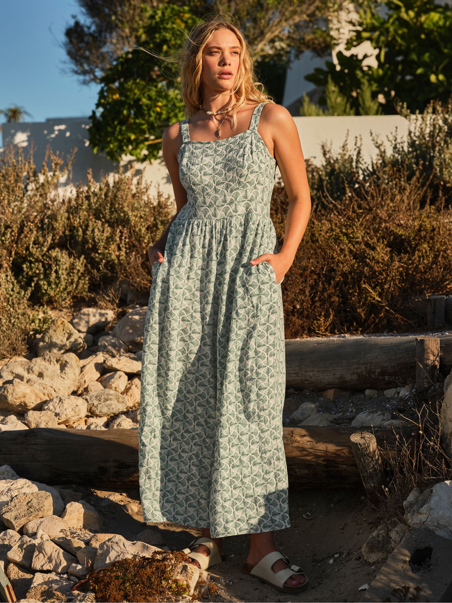 Ruby Green Fan Geo Regular Jumpsuit | FatFace USA