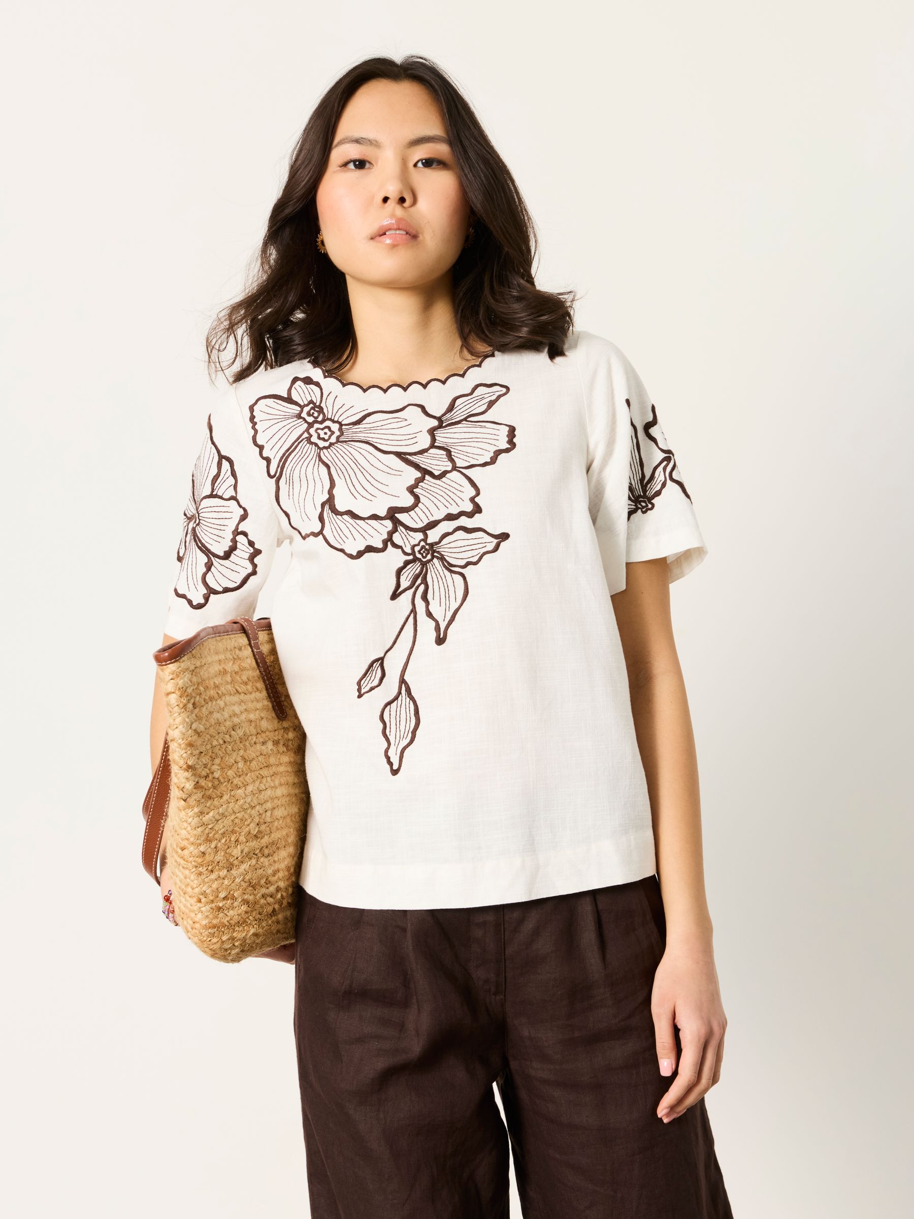 Hazel Ivory Regular Embroidered Blouse | FatFace USA