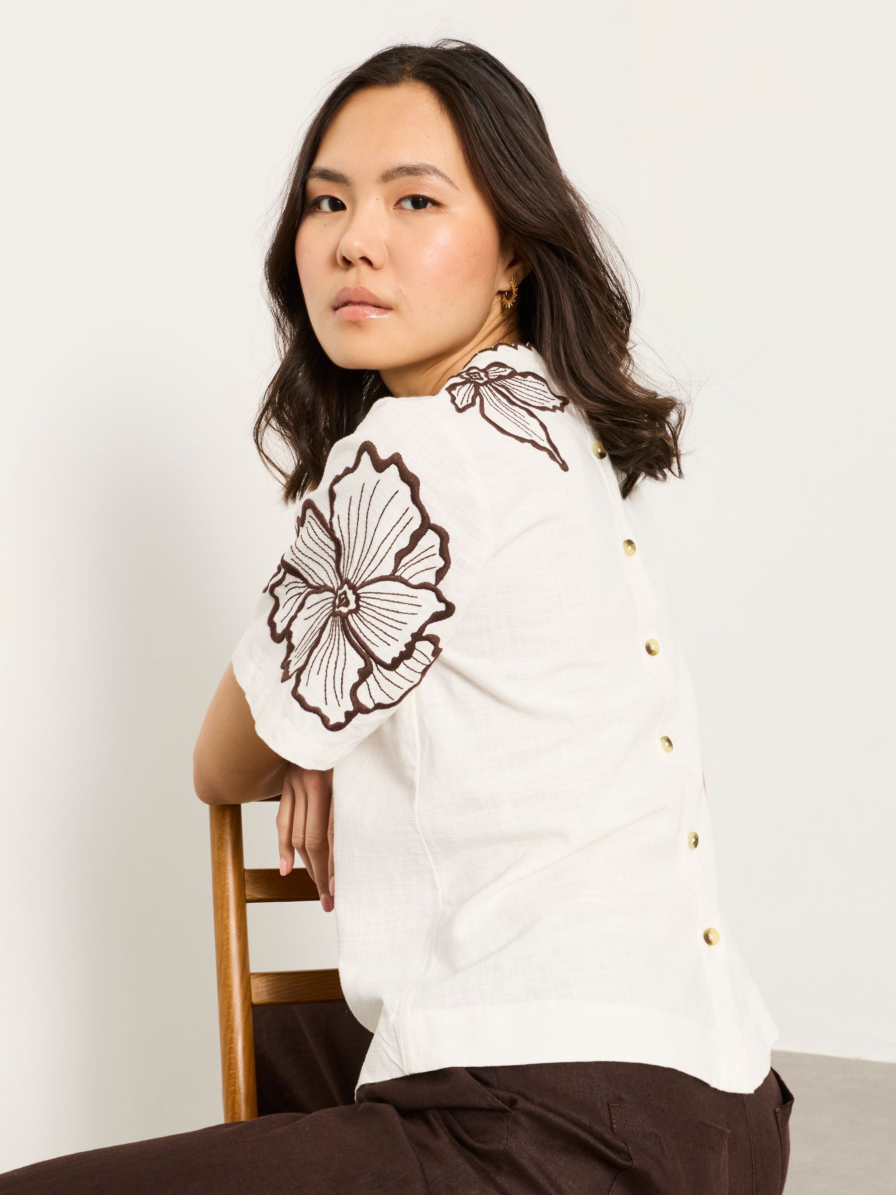 Hazel Ivory Regular Embroidered Blouse | FatFace USA