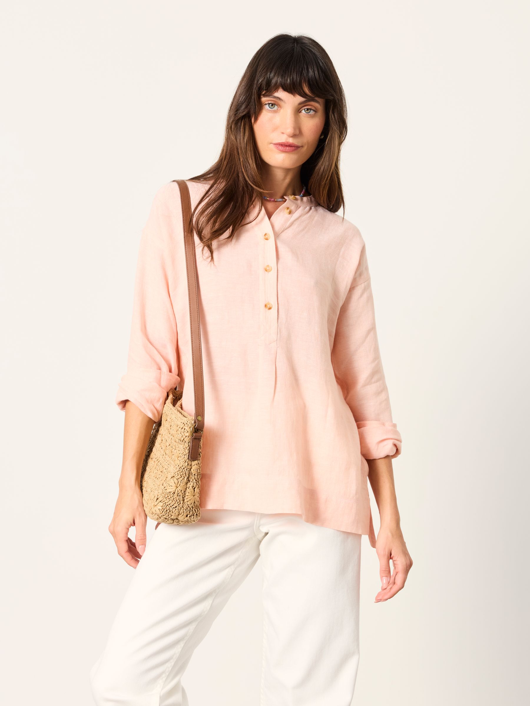 Julia Orange Regular Linen Popover - Image 1 of 7