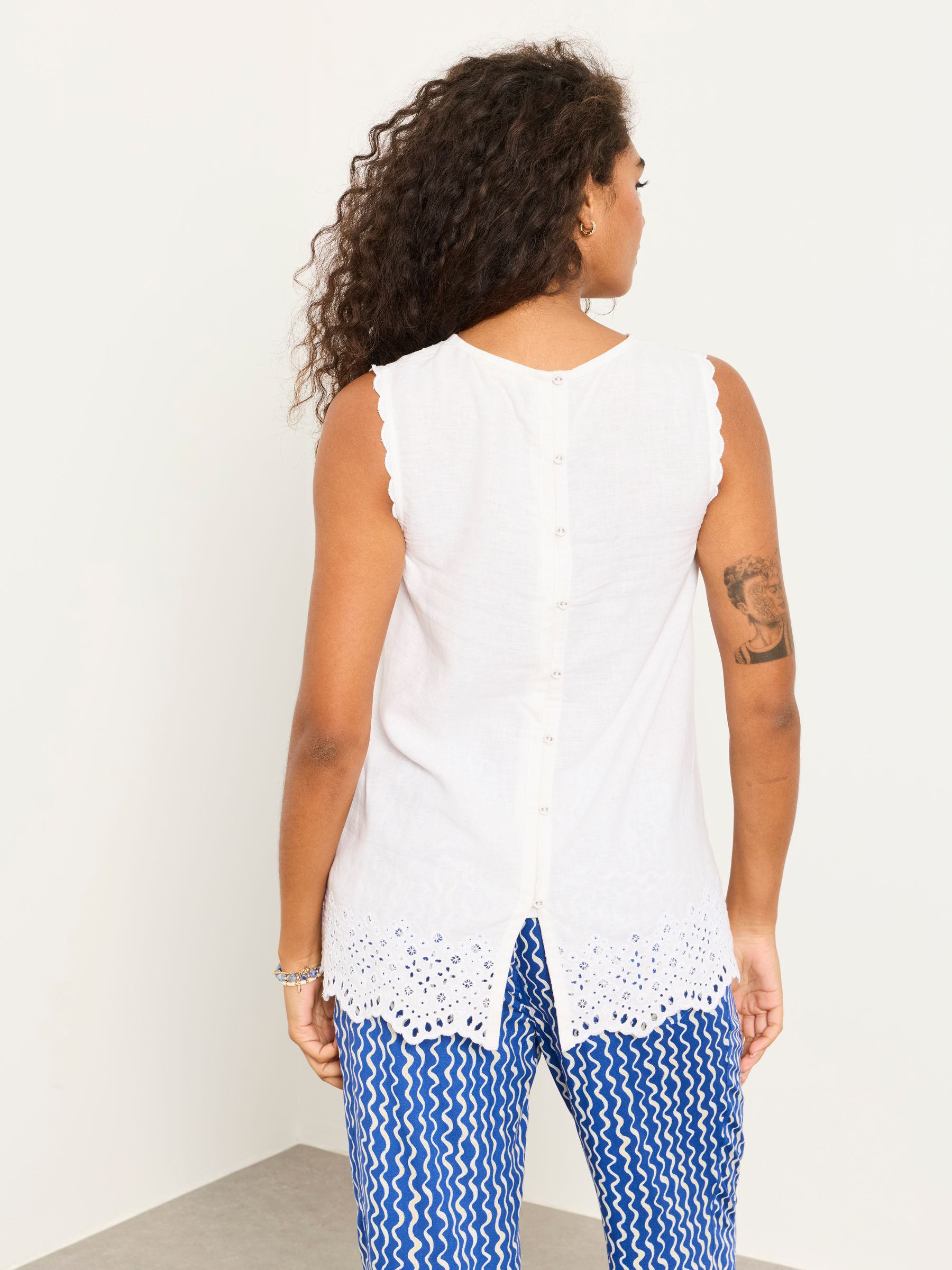 Ella White Regular Broderie Cami - Image 2 of 6