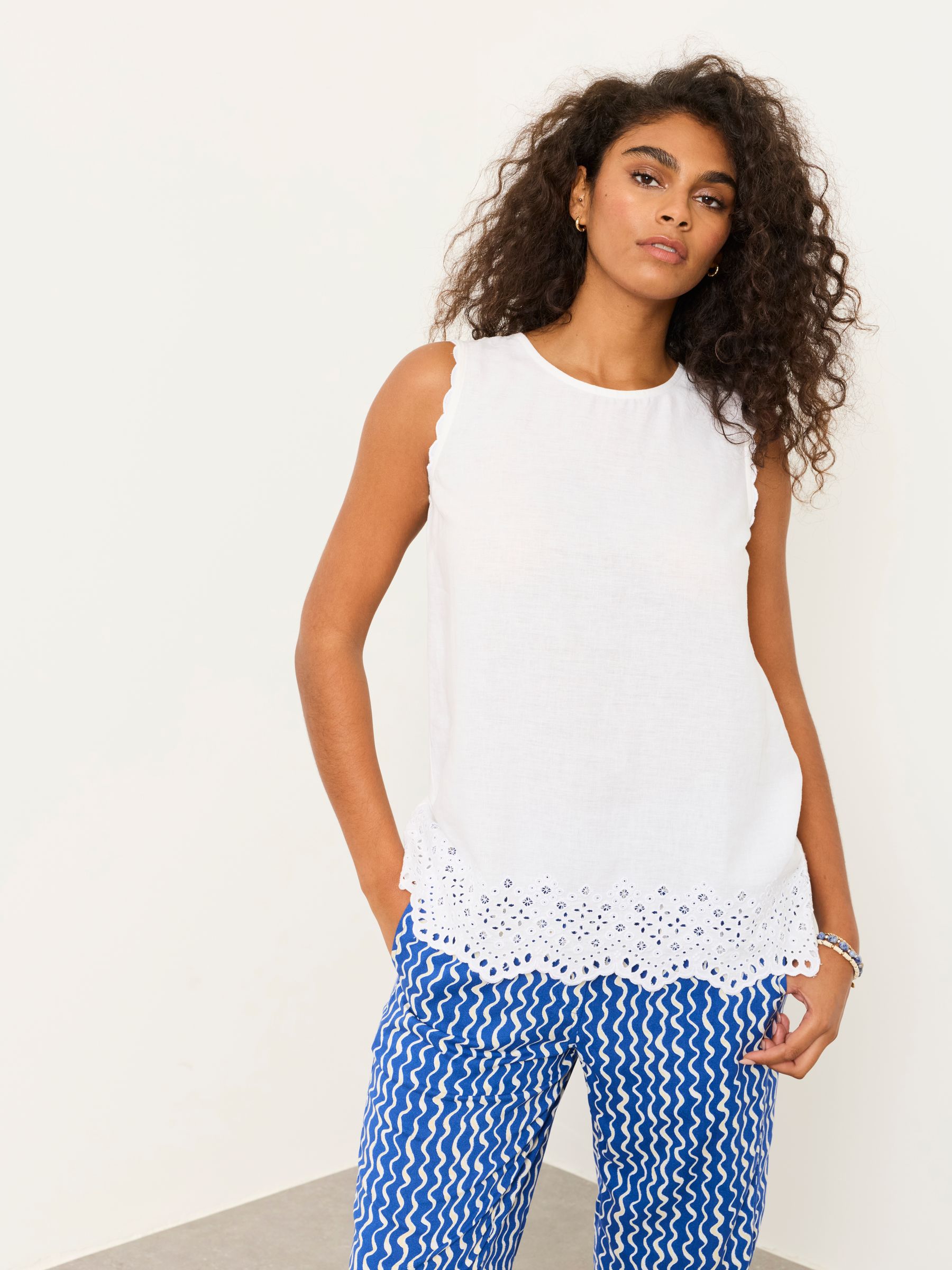 Ella White Regular Broderie Cami - Image 3 of 6