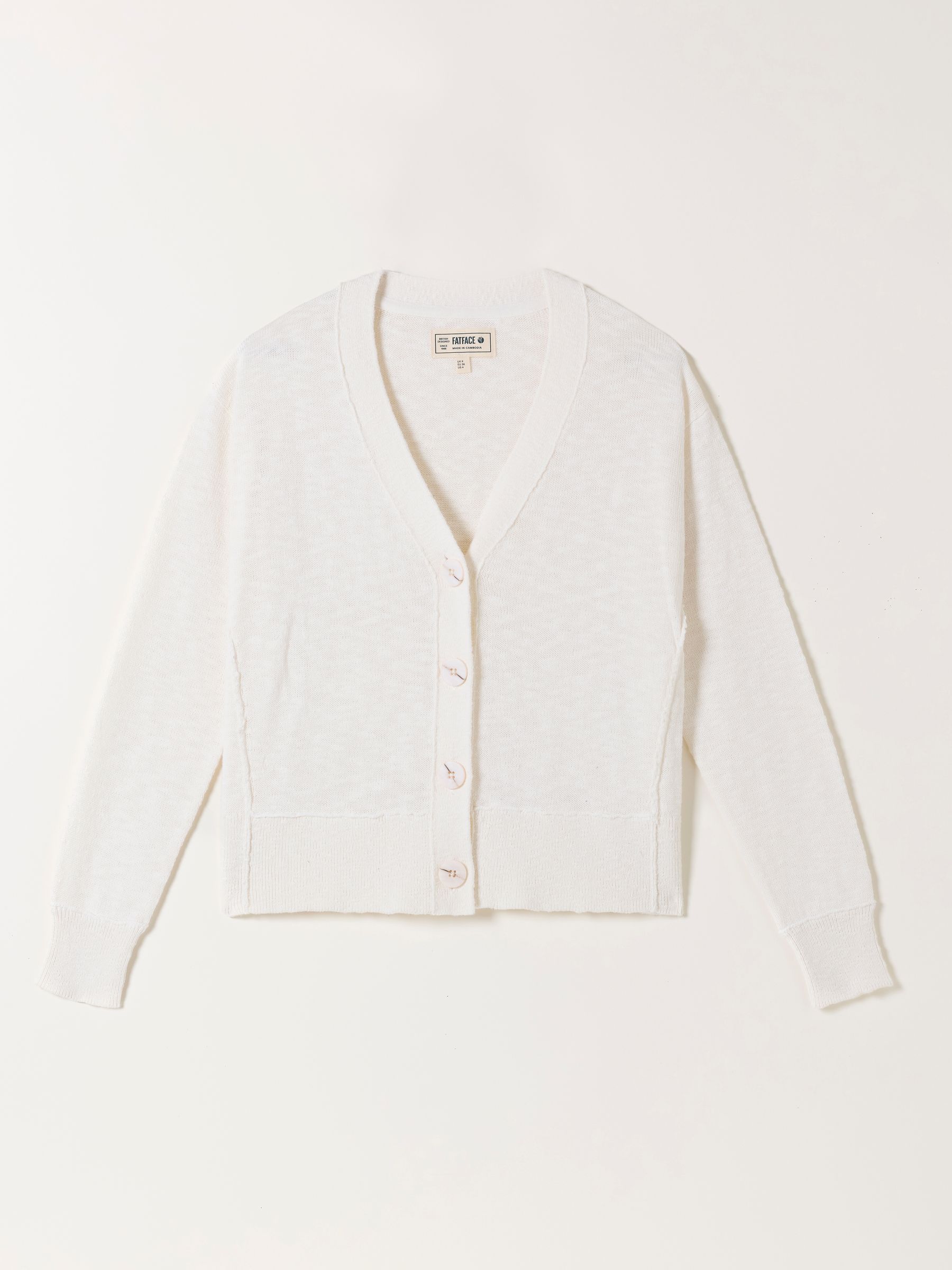Fat Face - White - Suzie White Knitted Cardigan Fat Face - White - Suzie White Knitted Cardigan