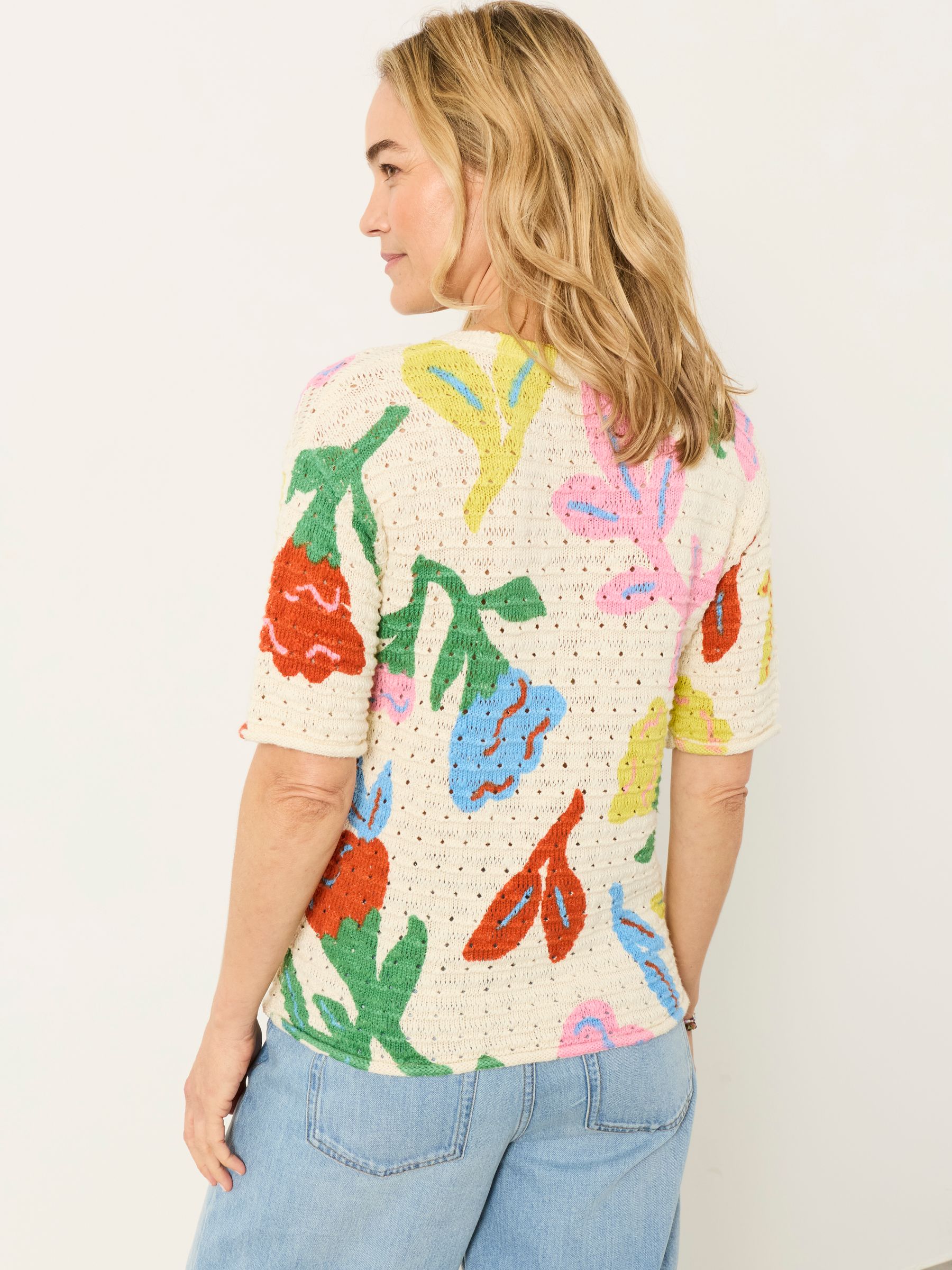 Flo Ivory Flower Printed Knitted Top - Image 3 of 5