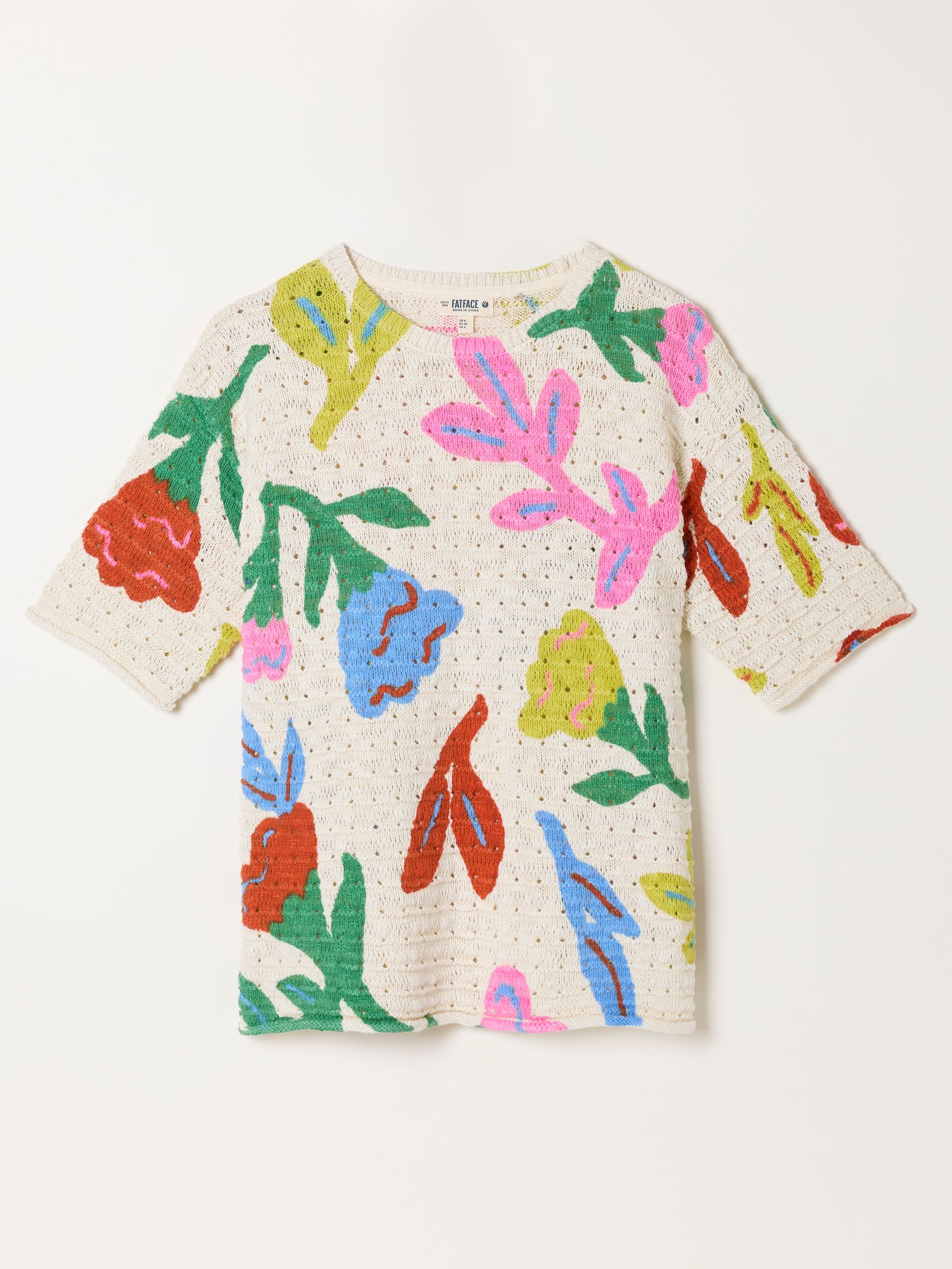 Flo Ivory Flower Printed Knitted Top | FatFace