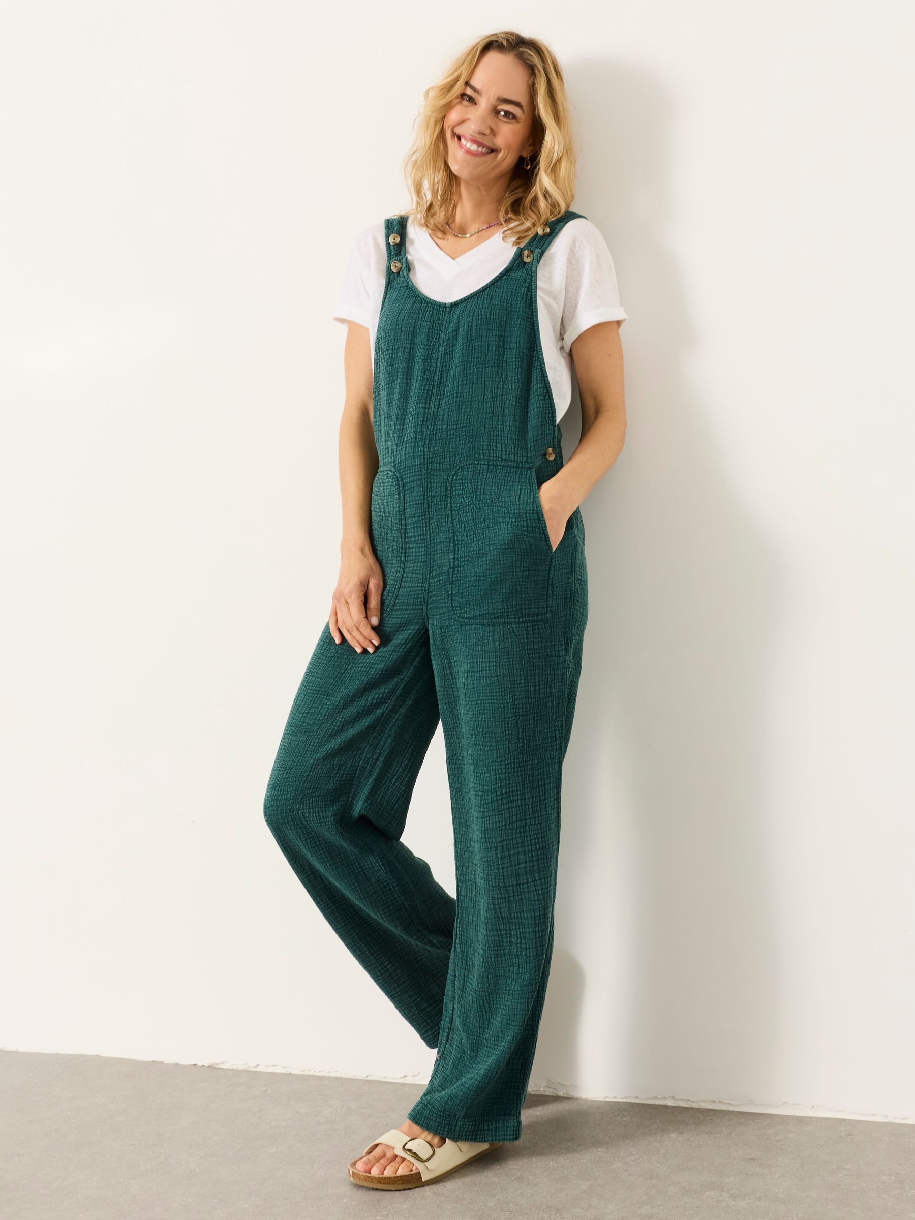 Teal Blue Regular Raffles Jumpsuit - Image 1 of 6