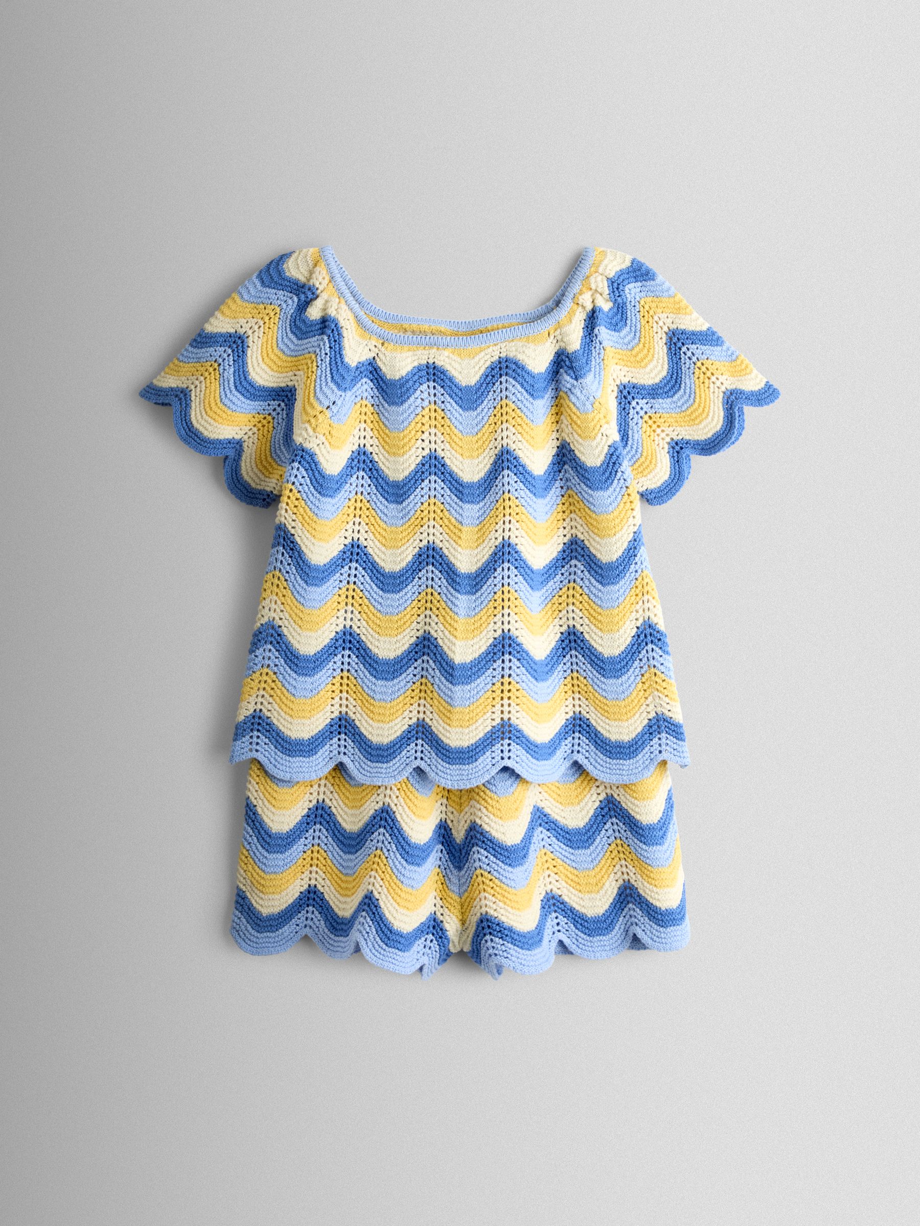 Blue Chevron Crochet Top & Short Set - Image 1 of 6
