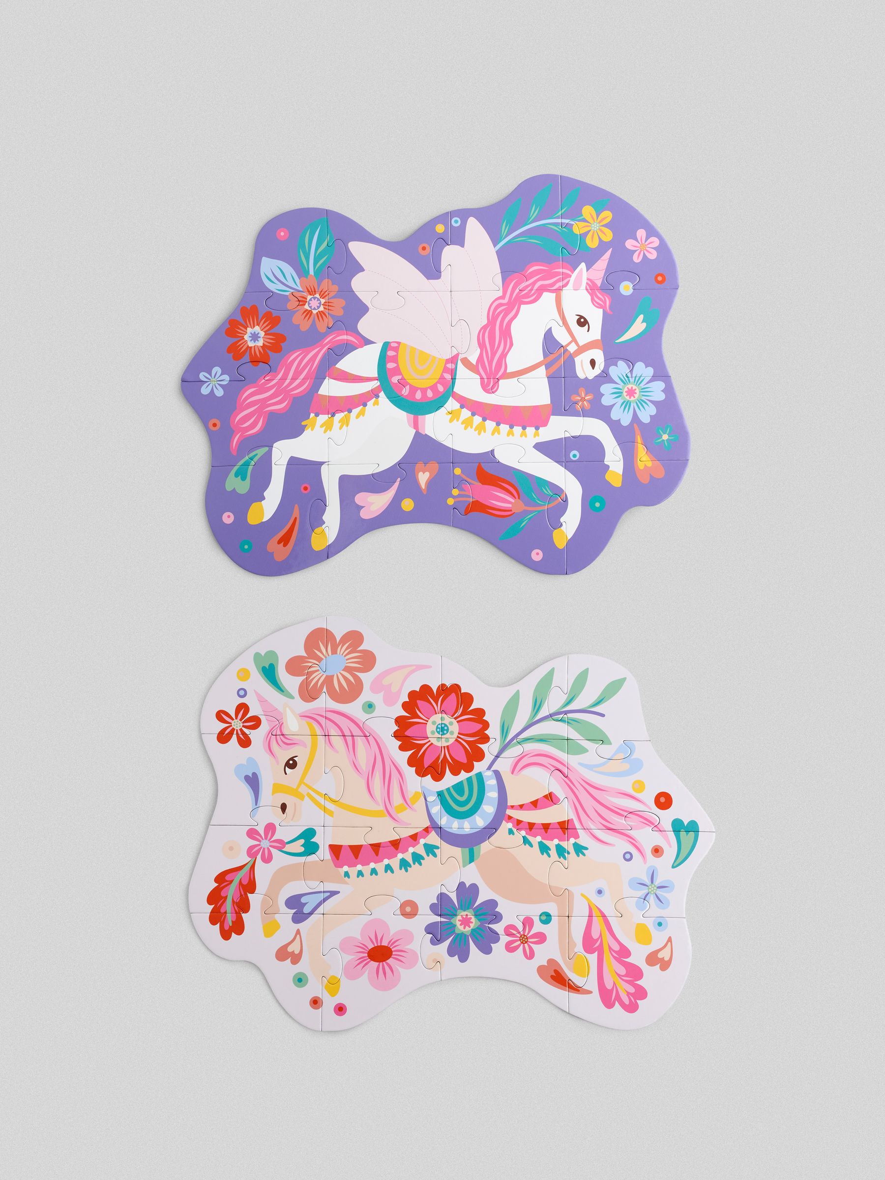 Pink Set of 2 Unicorn Shaped Jigsaw Puzzle - Image 1 of 5