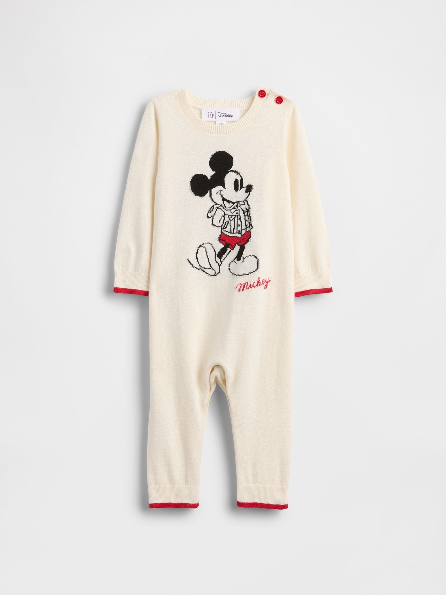 White Mickey Mouse Disney Knitted One Piece (Newbron-24mths) - Image 1 of 3