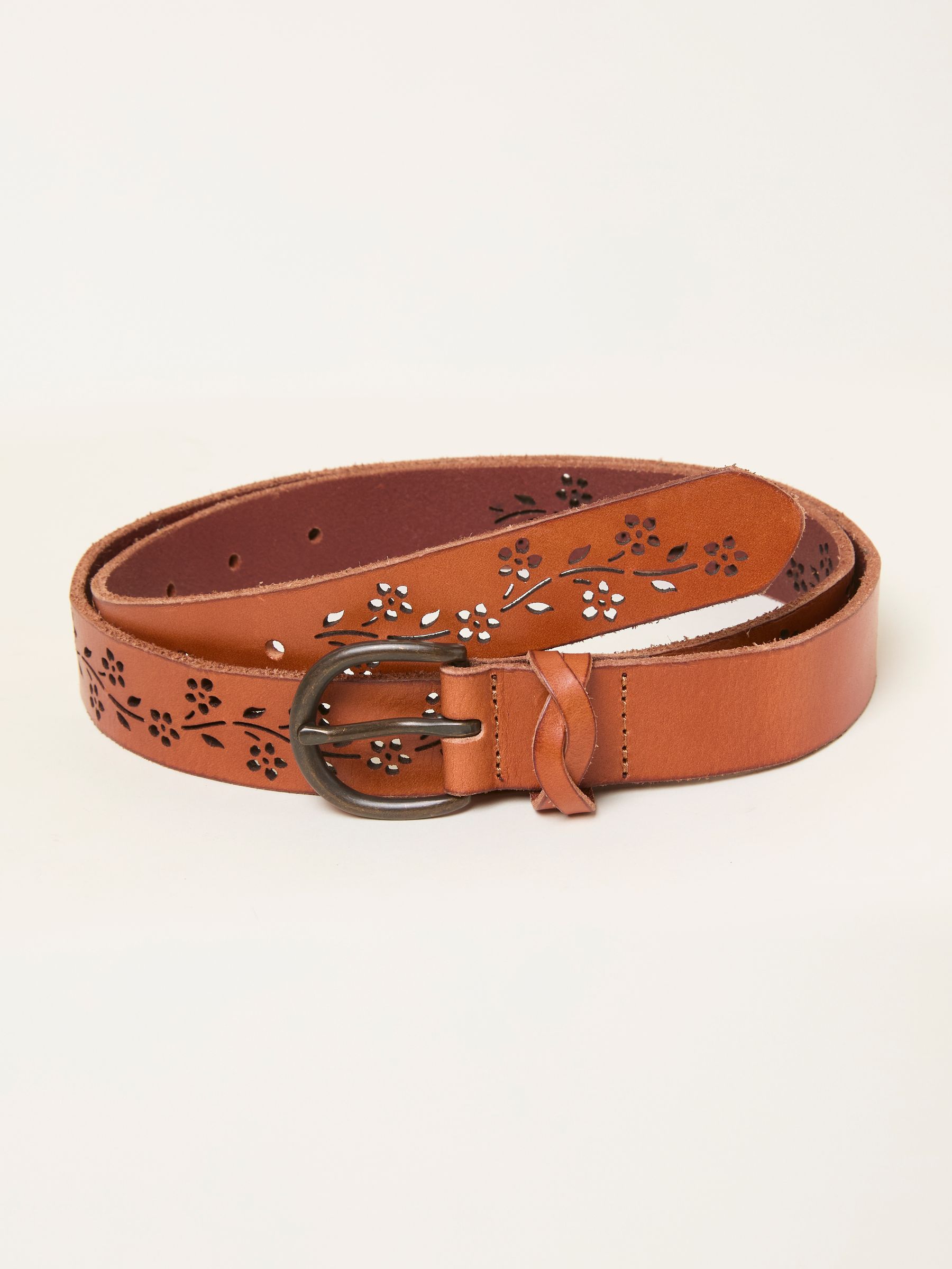 Tan Brown Floral Cut Out Belt - Image 1 of 2