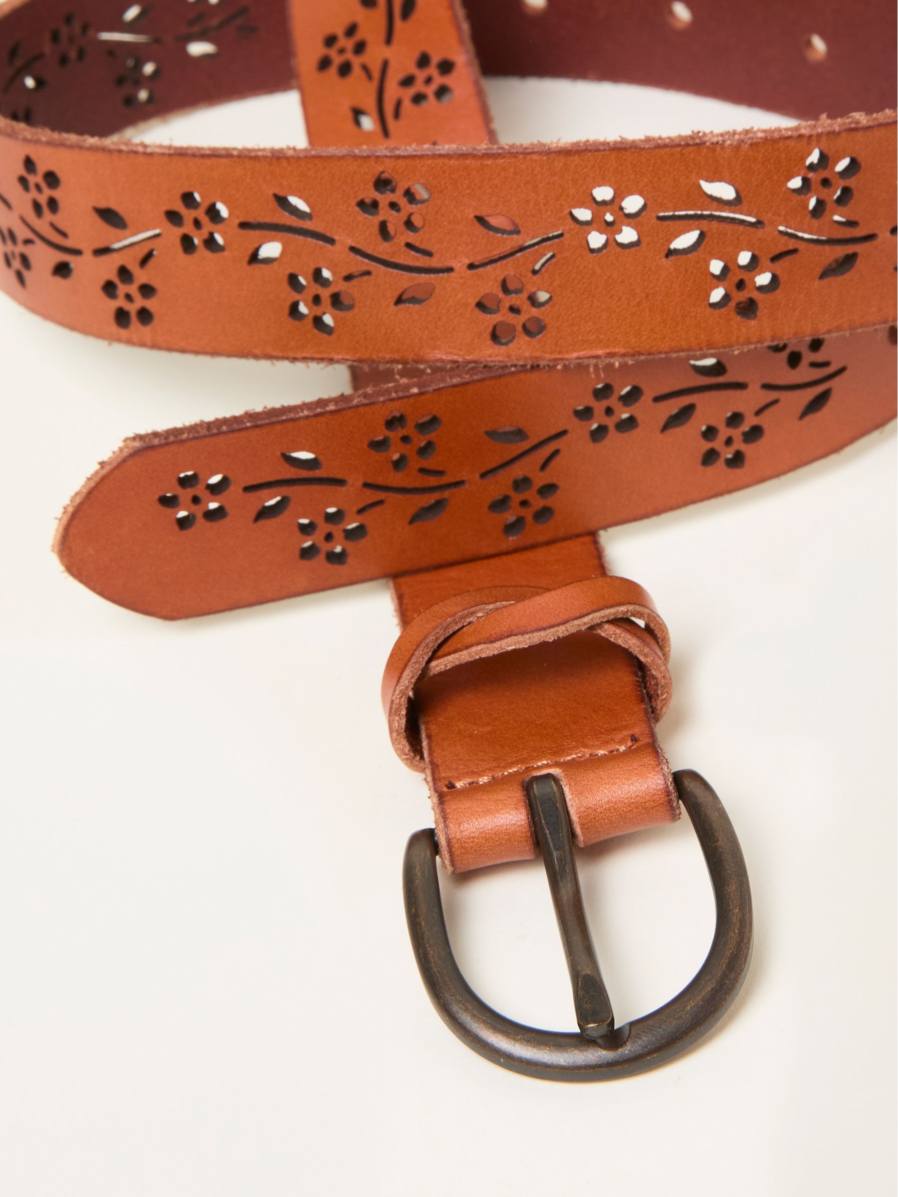 Tan Brown Floral Cut Out Belt - Image 2 of 2