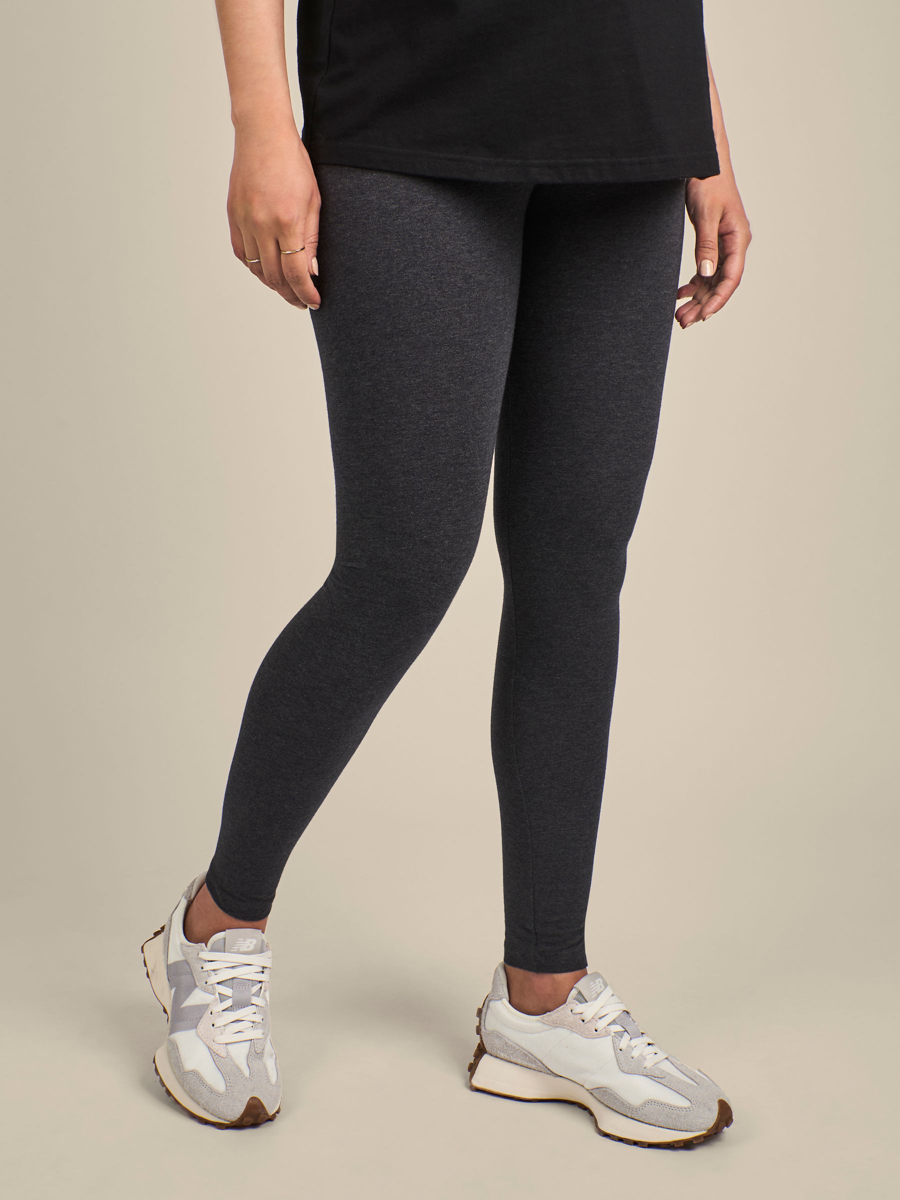 Charcoal Grey Cotton Rich Jersey Maternity Leggings - Image 1 of 4