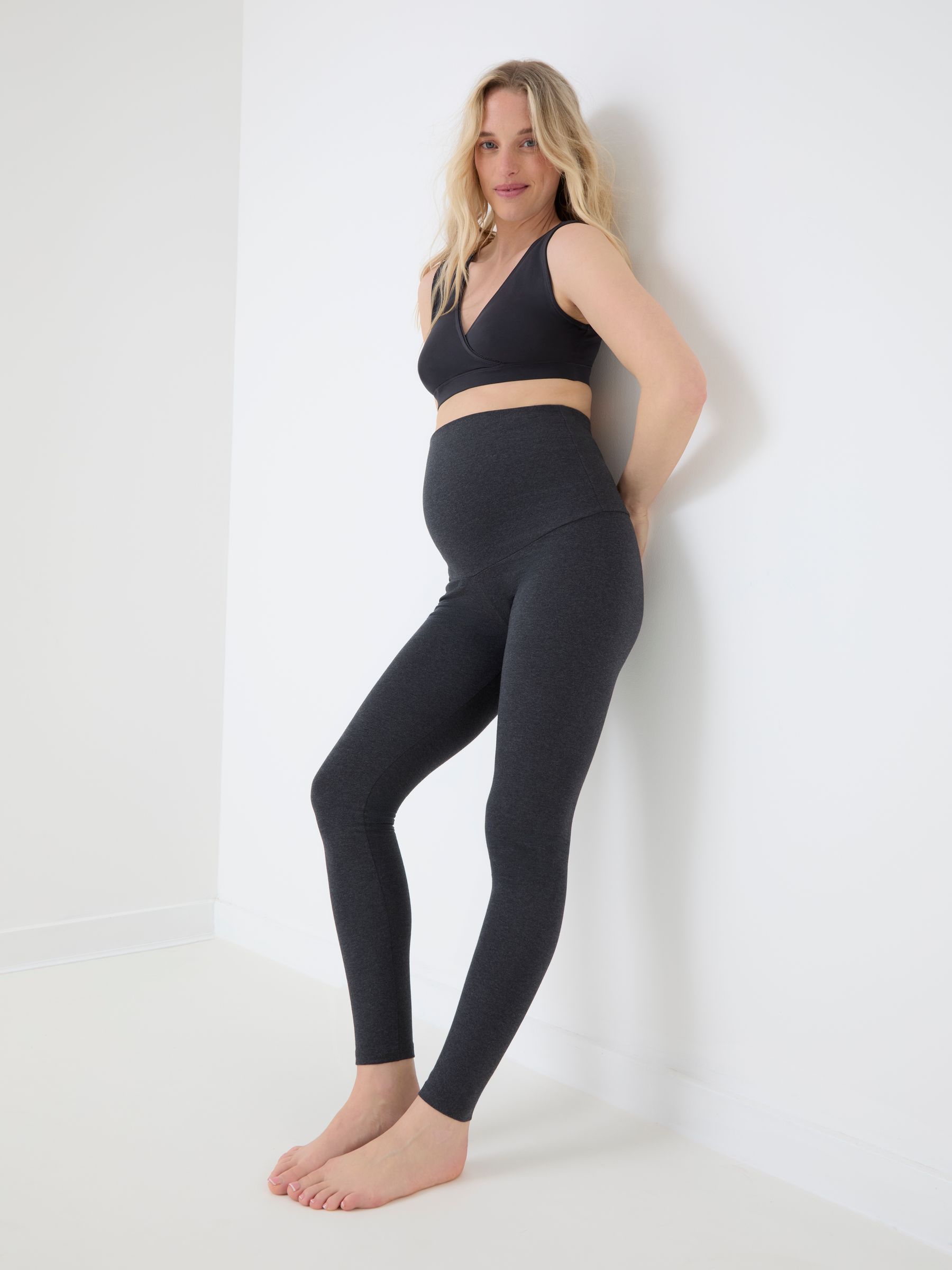 Charcoal Grey Cotton Rich Jersey Maternity Leggings - Image 7 of 7