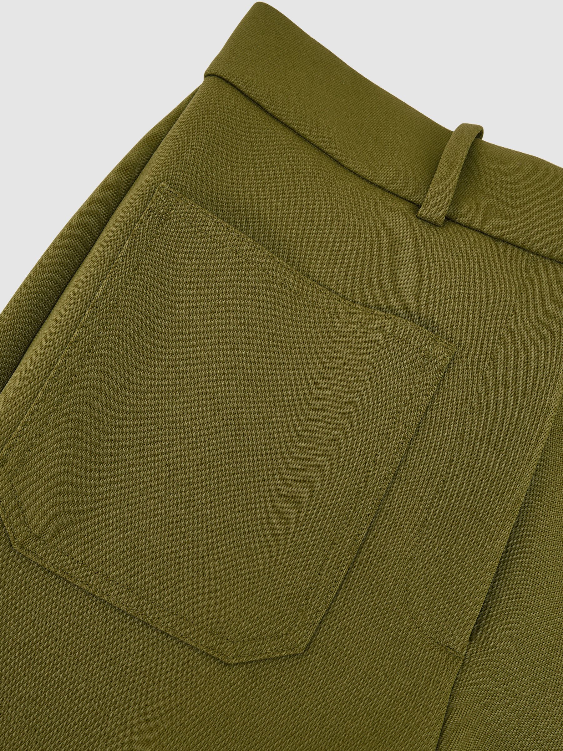 Twill High-Rise Flared Trousers in Chartreuse Green - Image 6 of 7