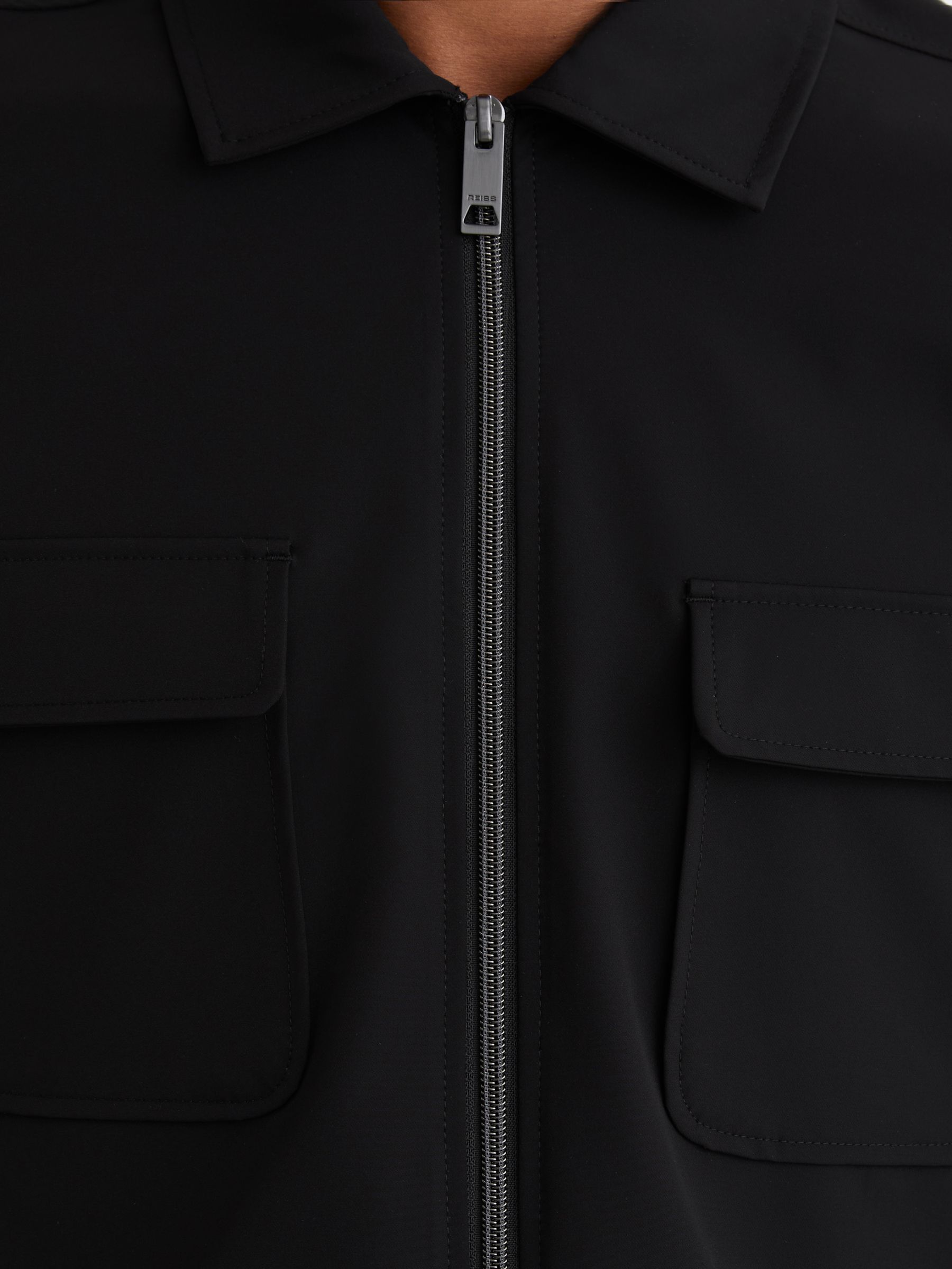 Technical Zip-Through Overshirt in Black - Image 3 of 5