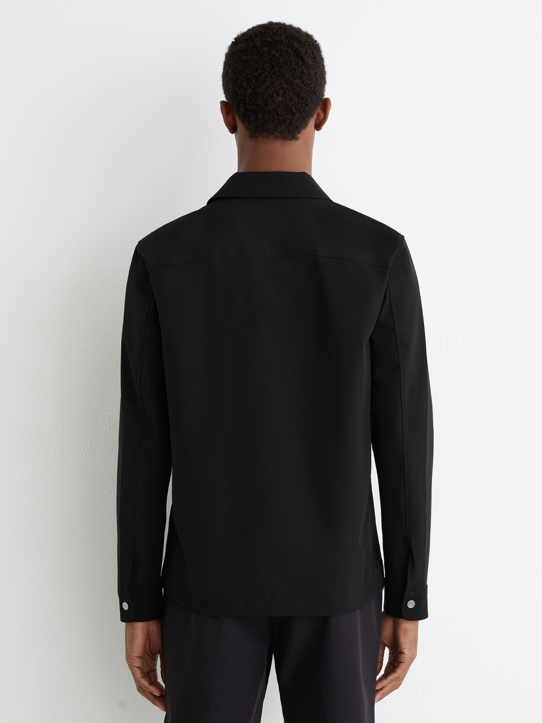 Technical Zip-Through Overshirt in Black - Image 4 of 5