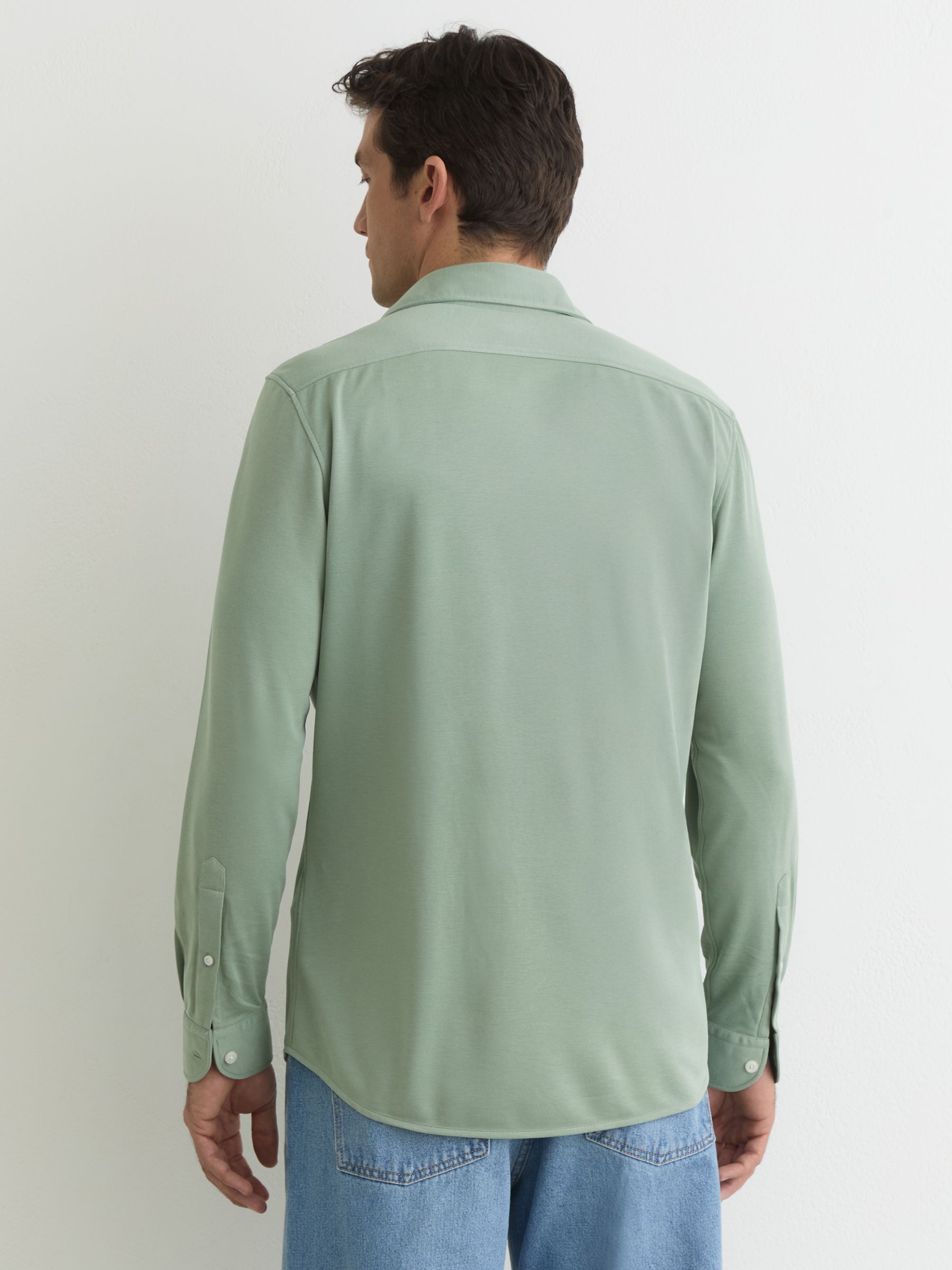 Stretch-Modal Cutaway-Collar Shirt Regular-Fit in Green - Image 5 of 6