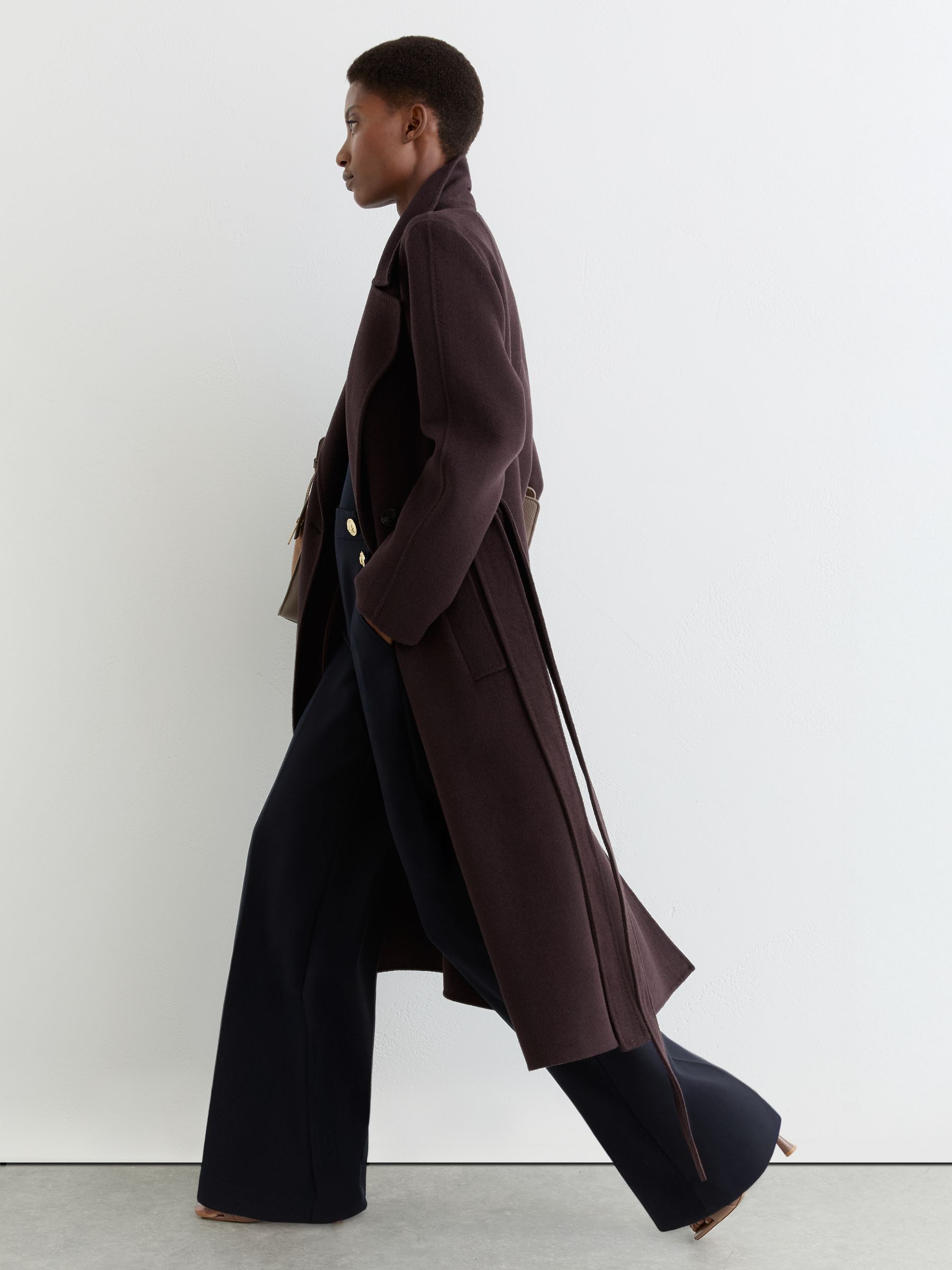 Wide-Leg Button-Detail Trousers in Navy - Image 5 of 8