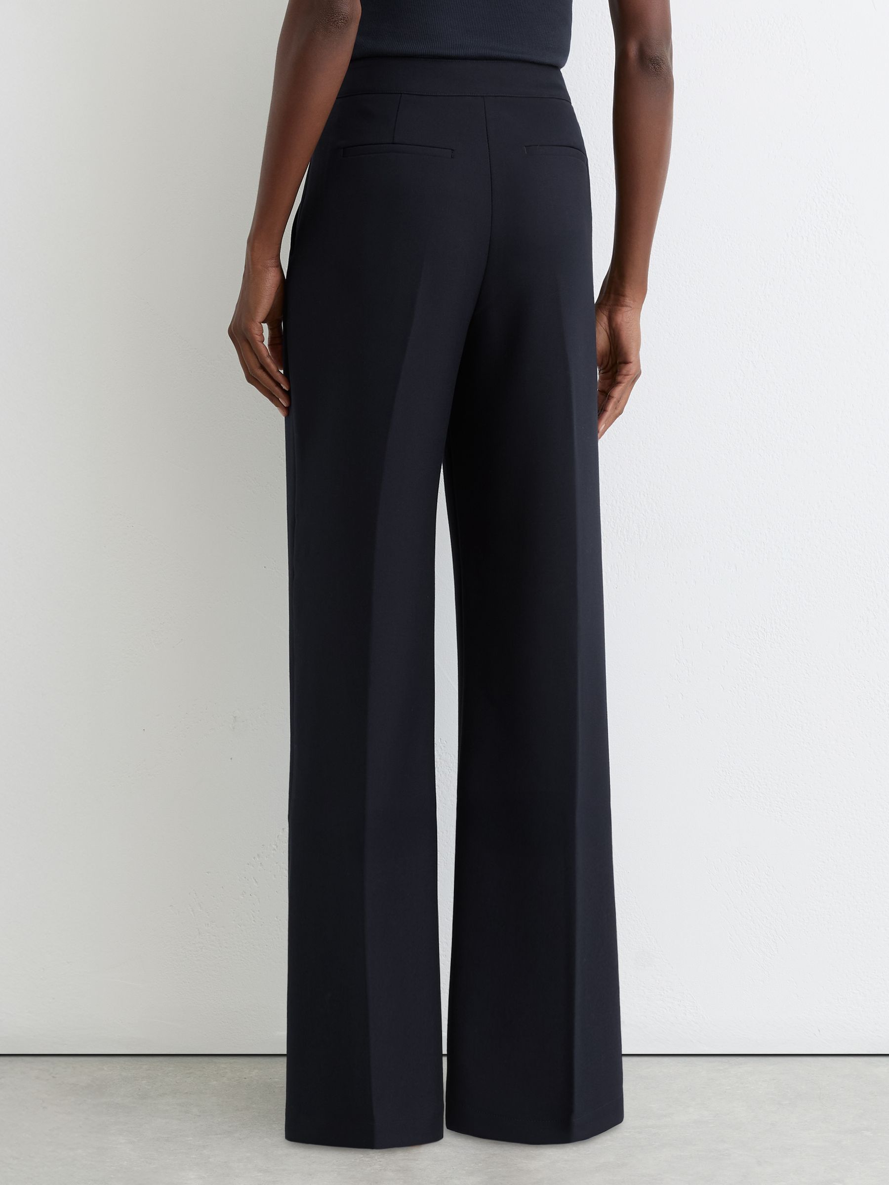 Wide-Leg Button-Detail Trousers in Navy - Image 7 of 8