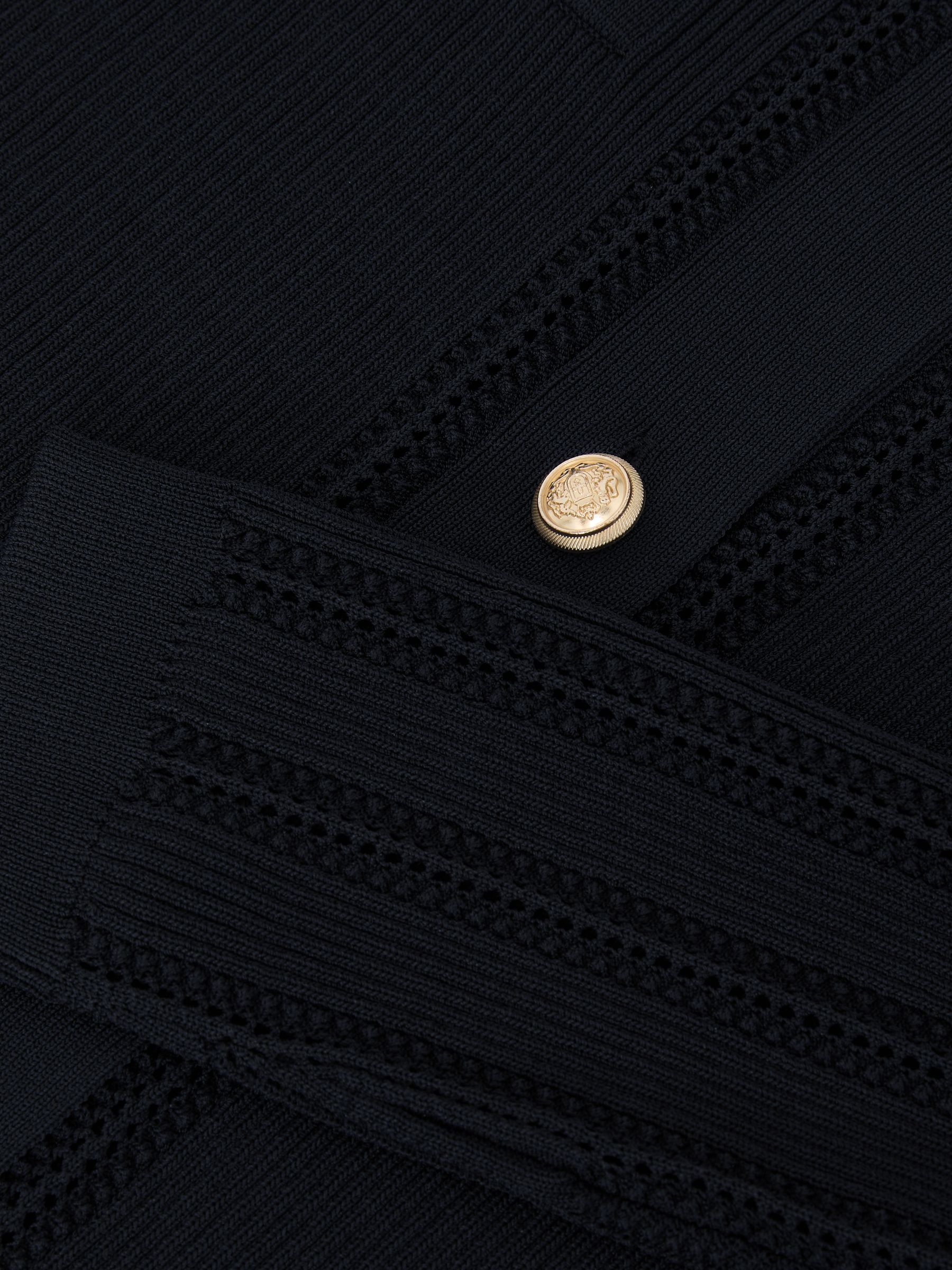 Button-Through Knitted Top with Collar in Navy - image 3