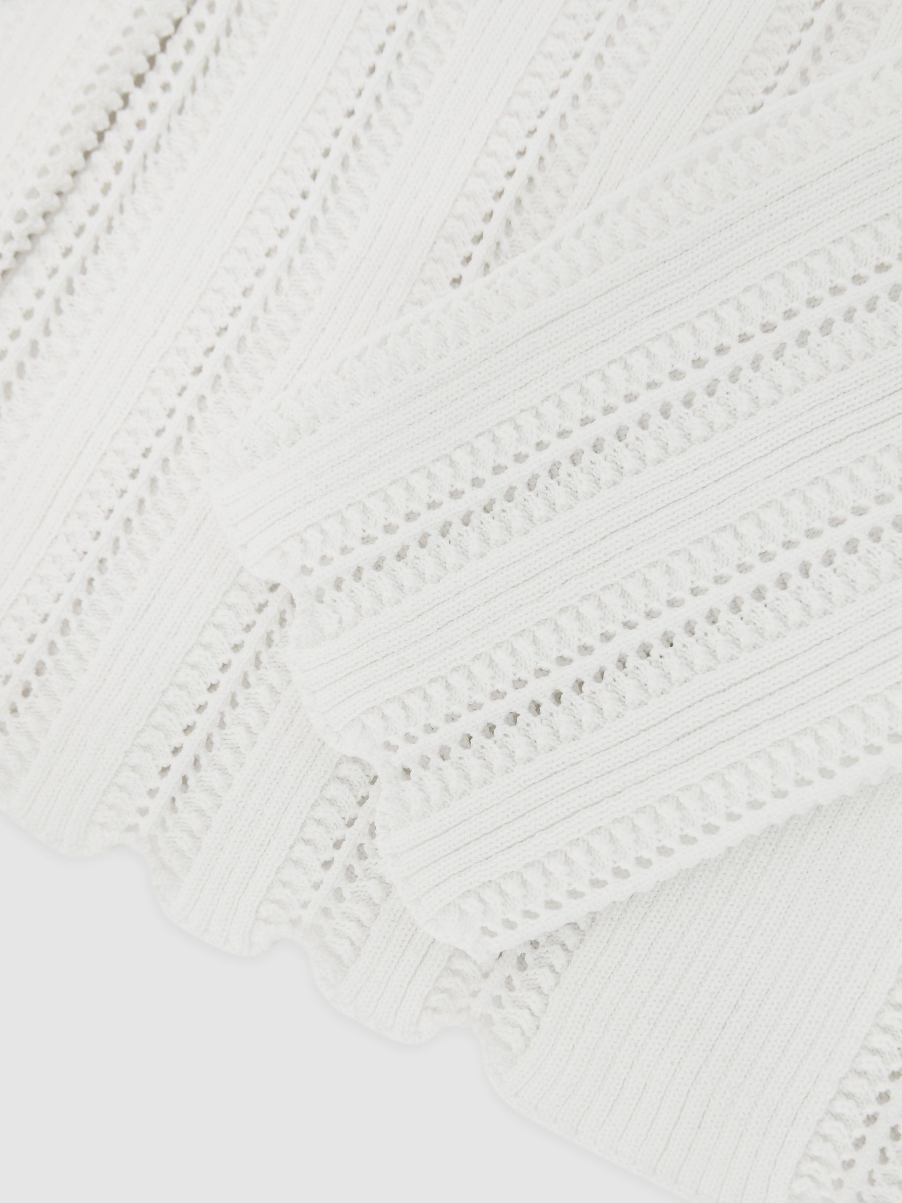 Open-Stitch V-Neck Jumper in White - image 3