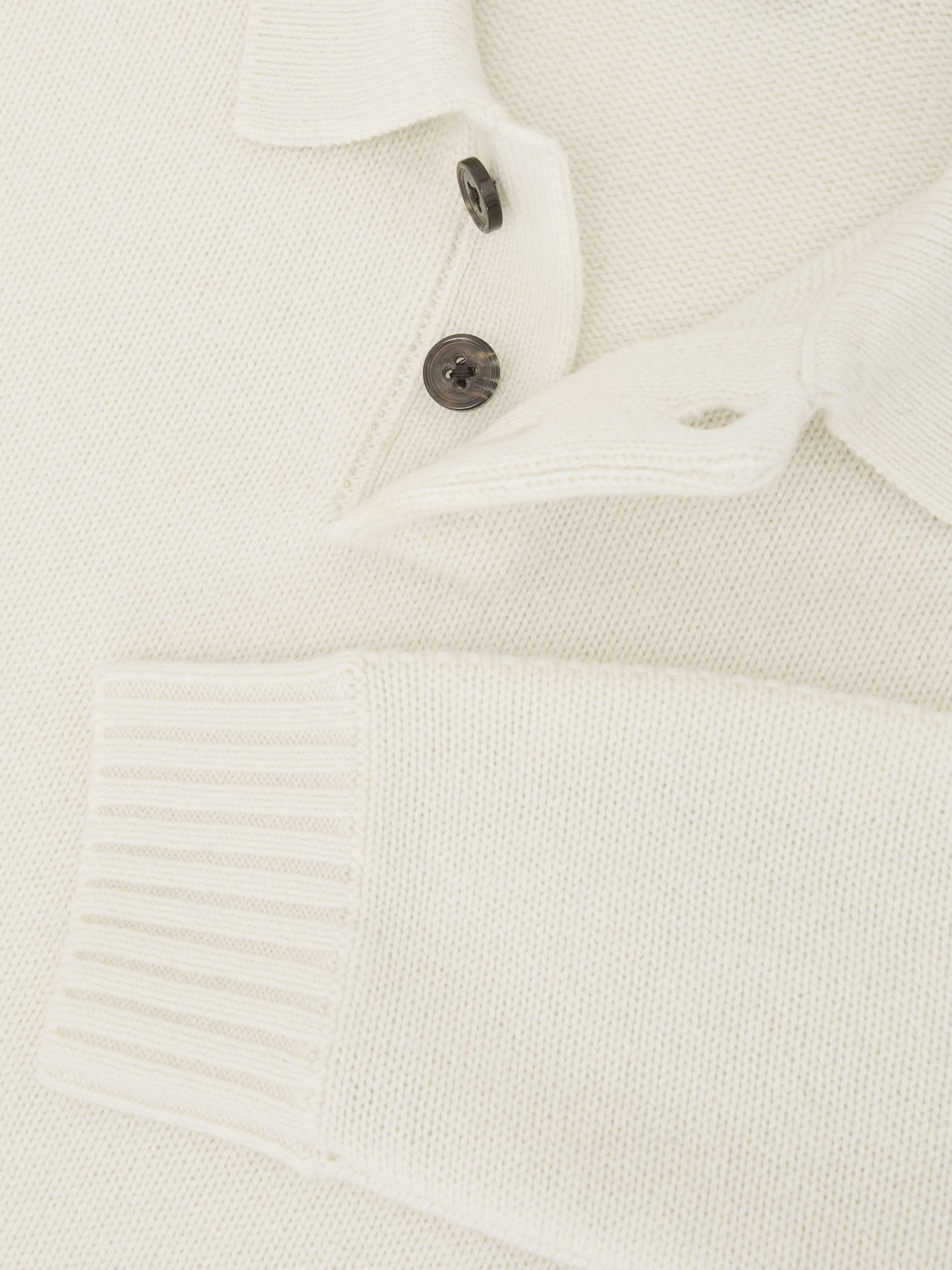 Wool-Blend Half-Button Polo Jumper in White - Image 6 of 6