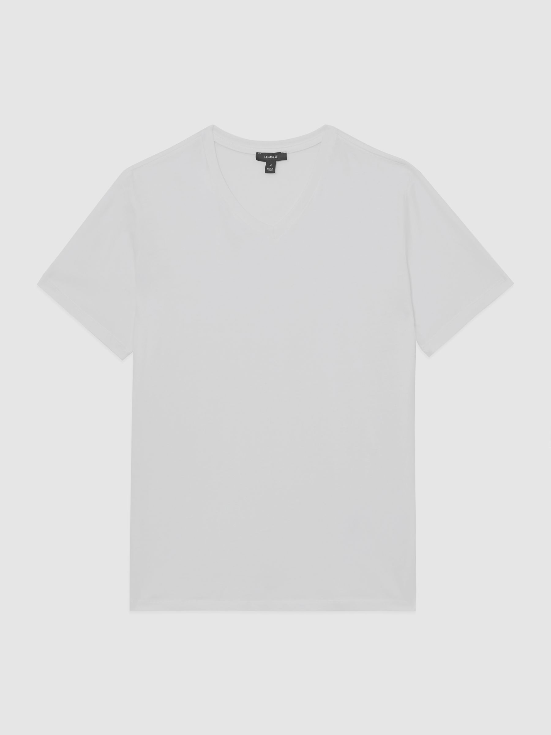 Cotton V-Neck T-Shirt in White - Image 2 of 6