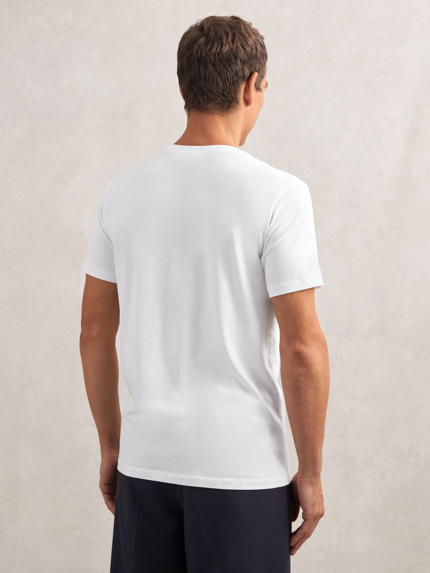 Cotton V-Neck T-Shirt in White - Image 5 of 6