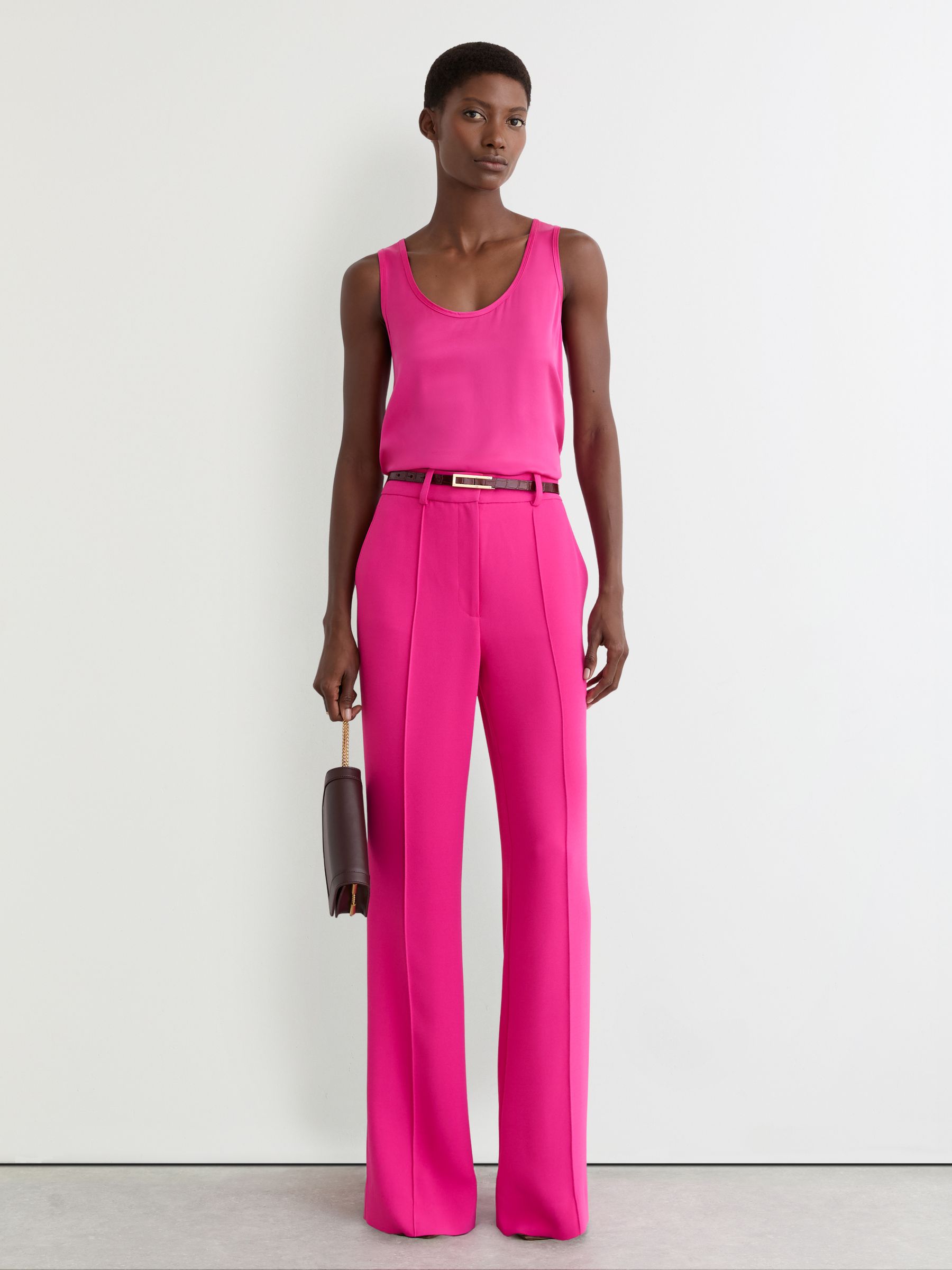 Silk-Front Cami Top in Fuchsia Pink - Image 3 of 6