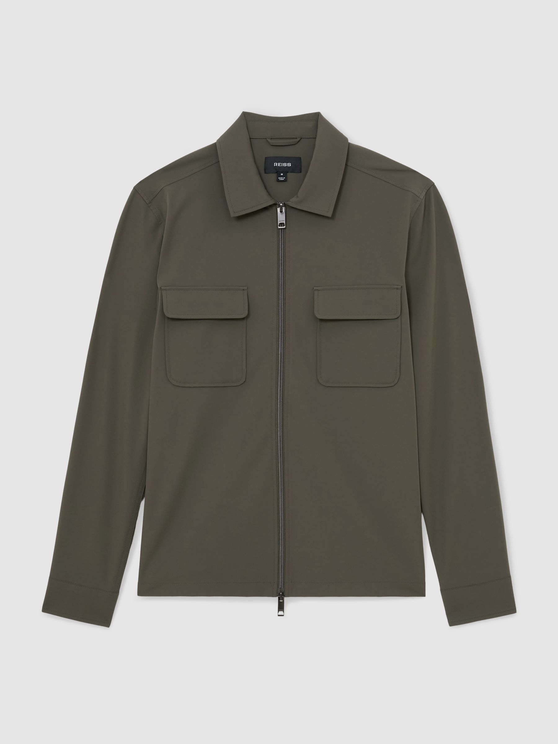 Technical Zip-Through Overshirt in Green - Image 2 of 6