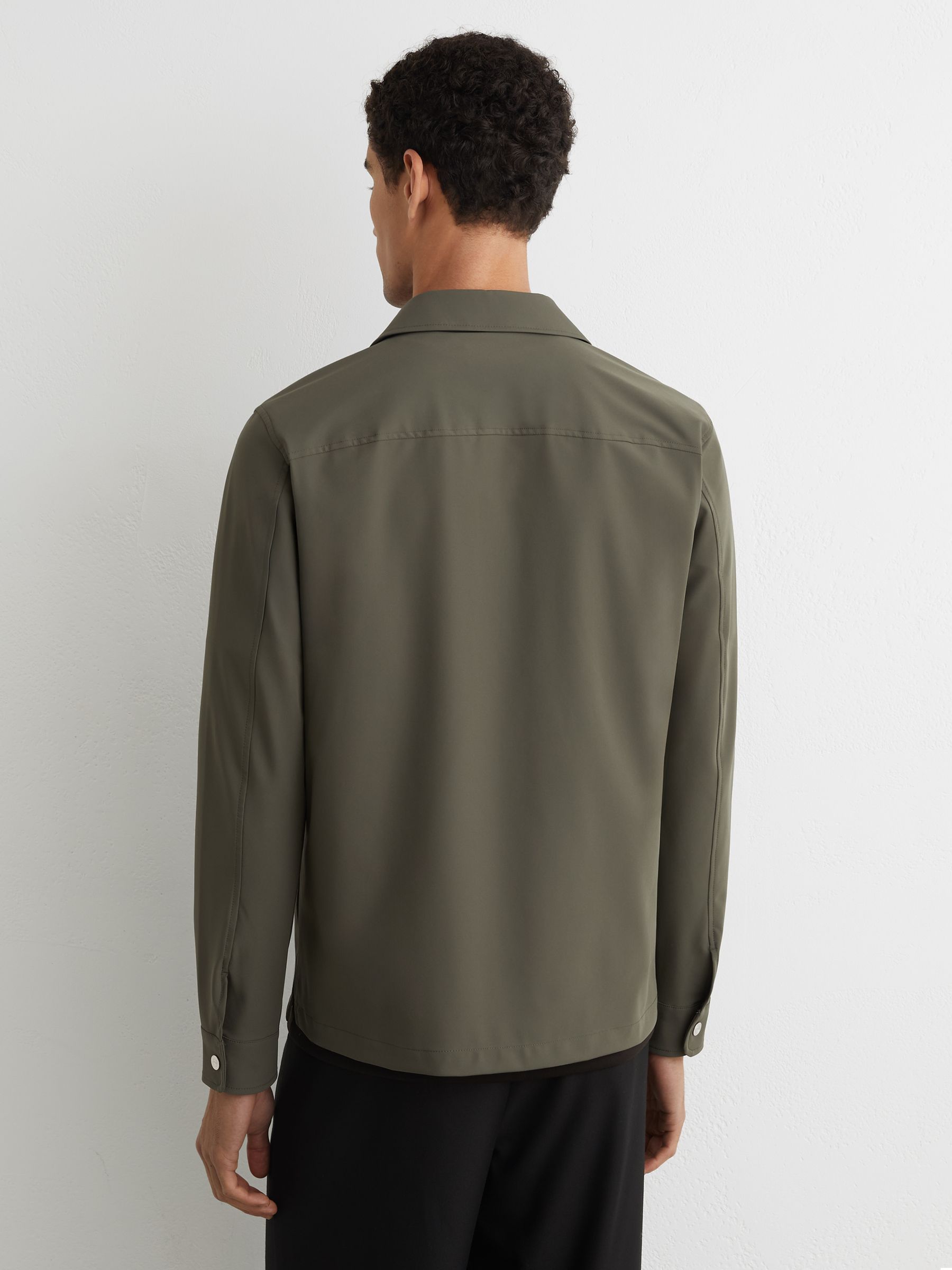 Technical Zip-Through Overshirt in Green - Image 5 of 6