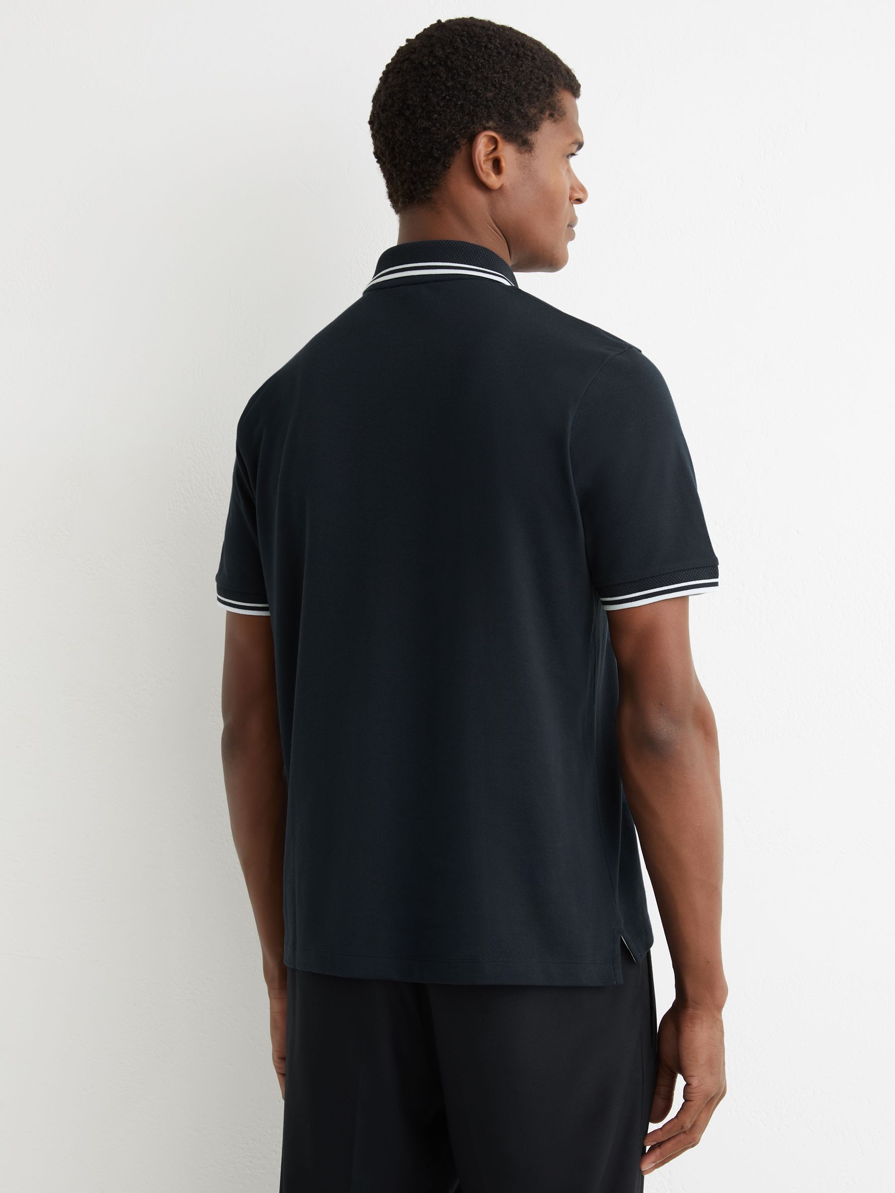 Cotton-Pique Logo Polo Shirt in Navy - image 3