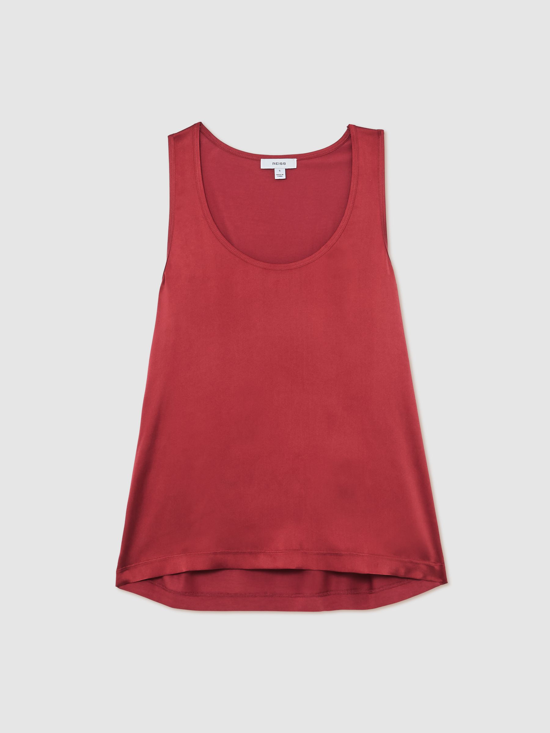 Silk-Front Cami Top in Rose Red - Image 2 of 6