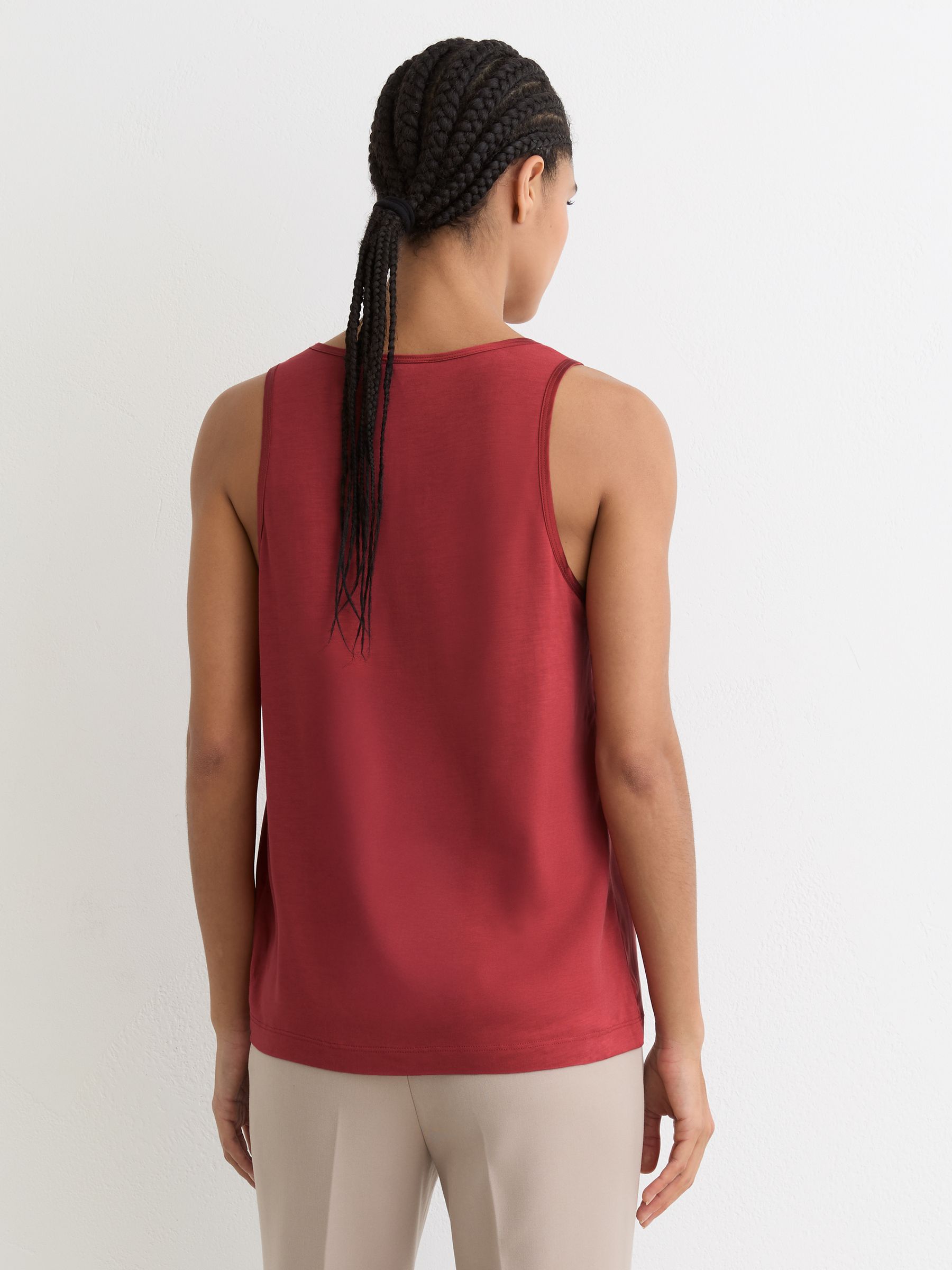 Silk-Front Cami Top in Rose Red - Image 5 of 6