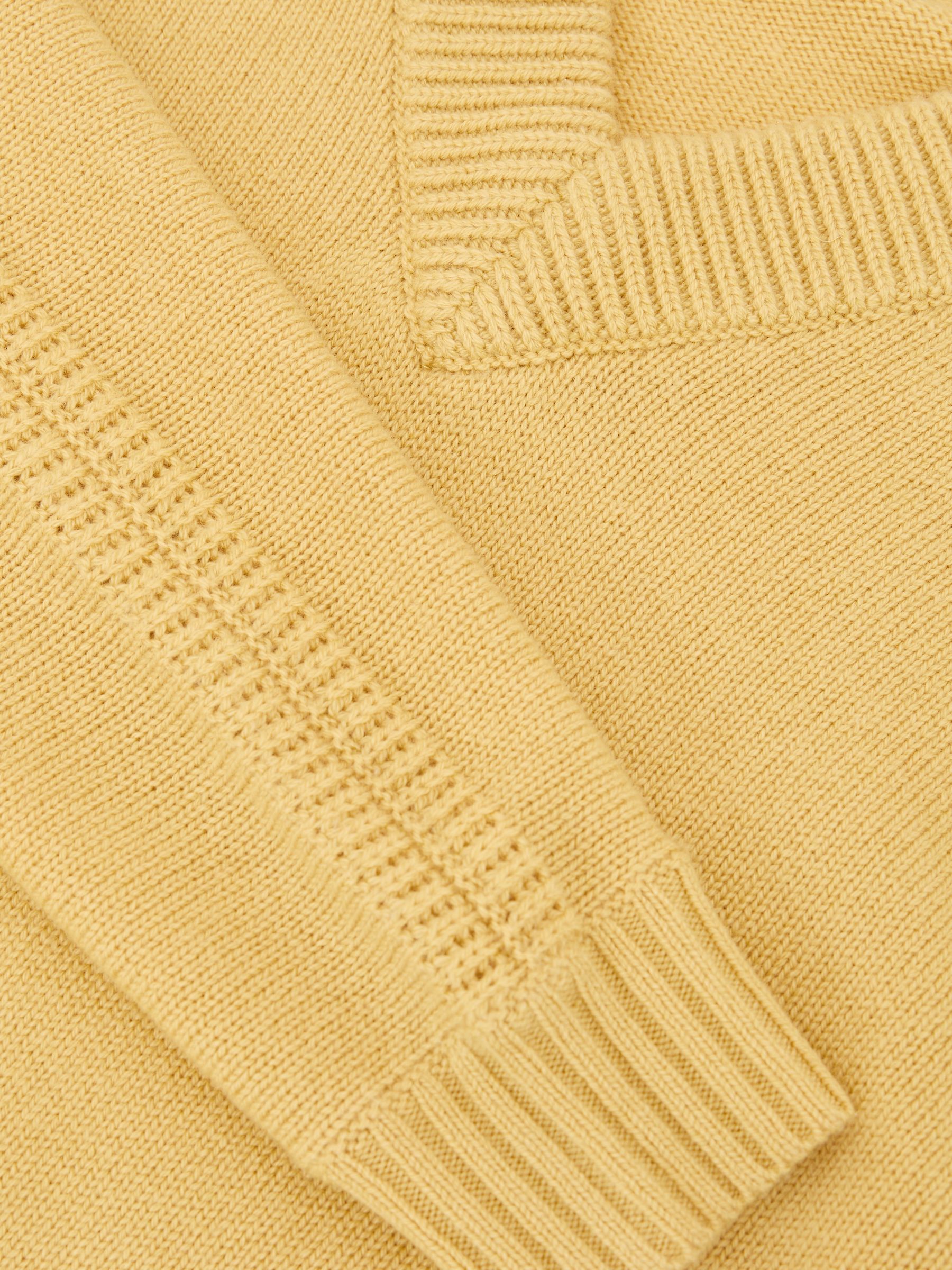 Wool-Blend Rib-Detail V-Neck Jumper in Buttercup Yellow - image 2