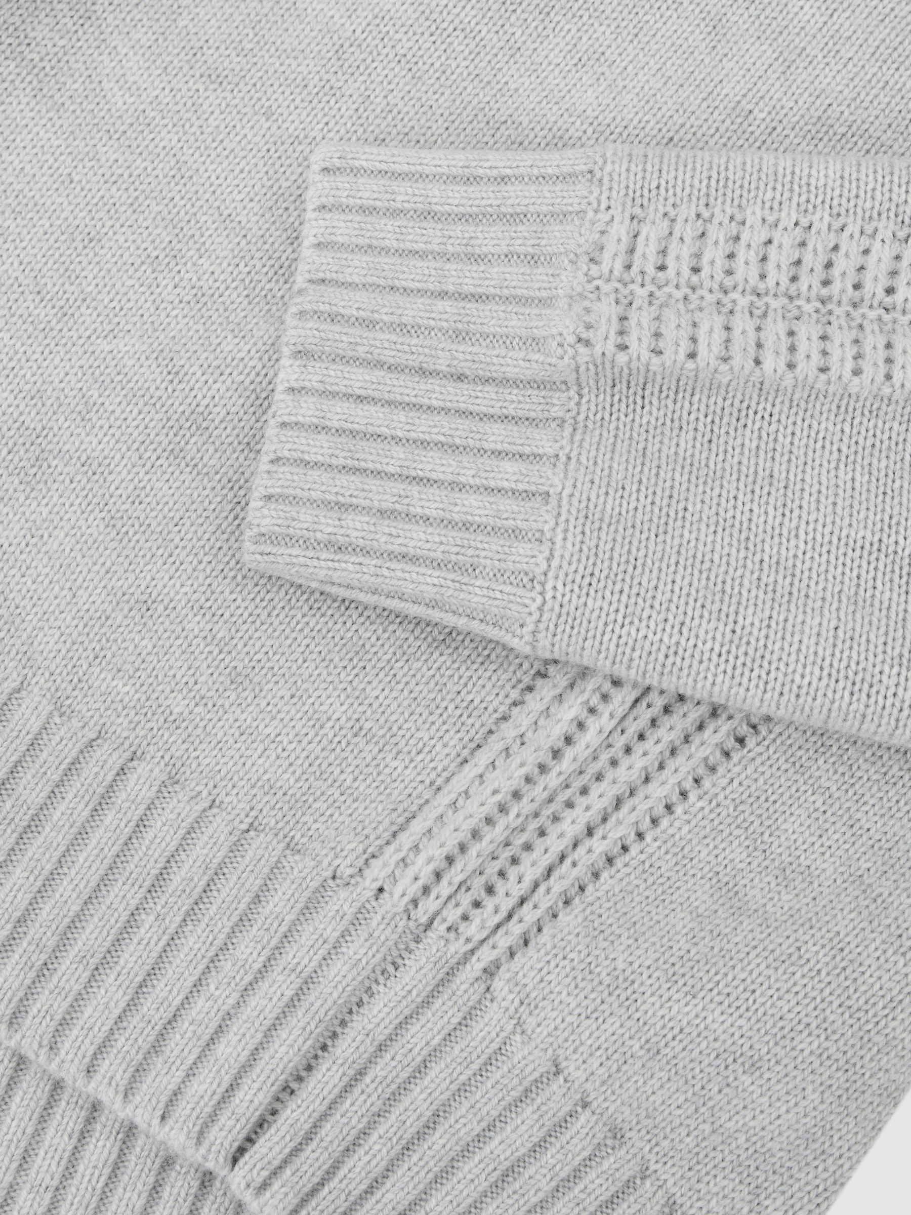 Wool-Blend Rib-Detail Crew-Neck Jumper in Soft Grey - image 3