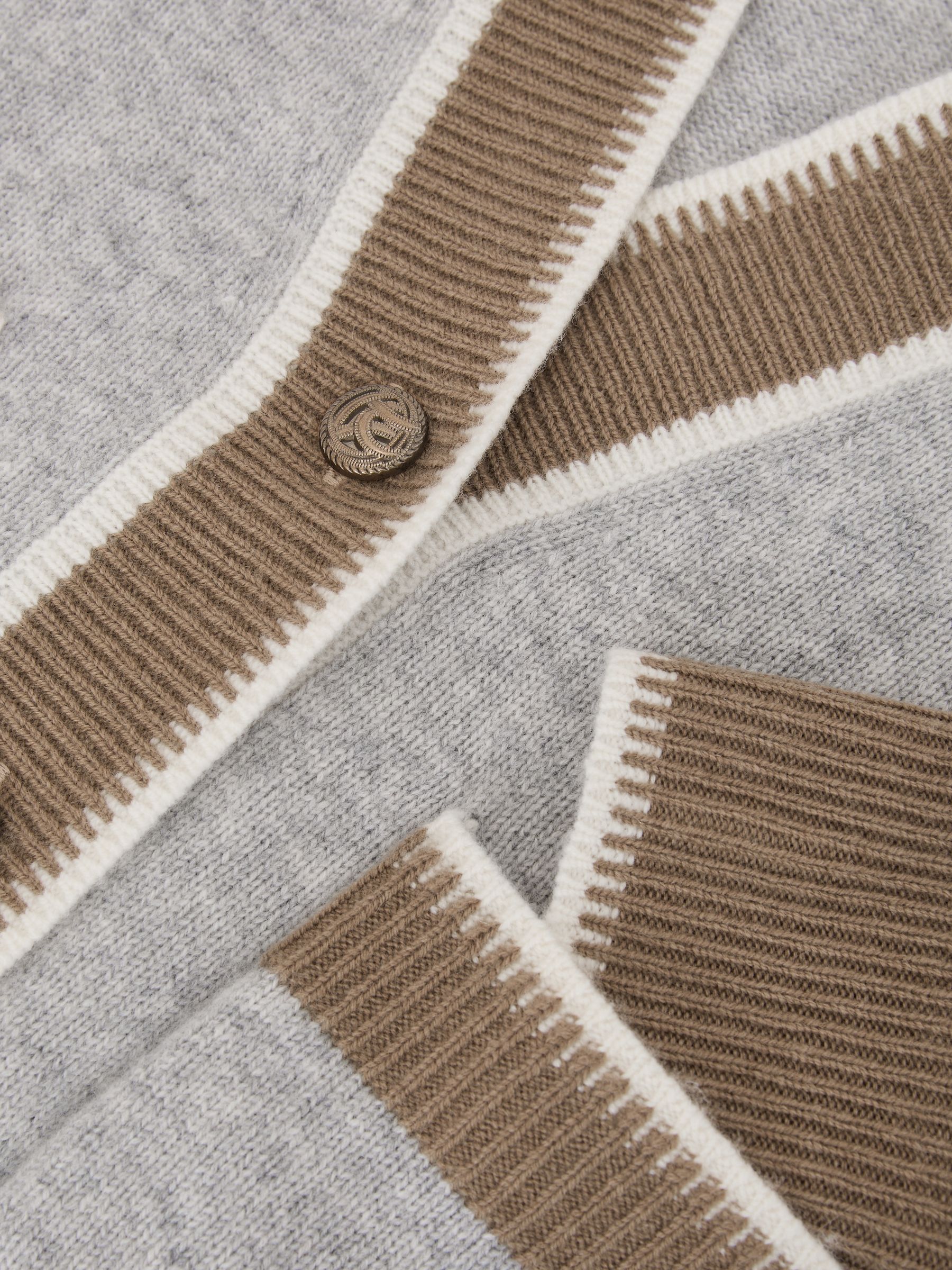Wool-Cashmere Tipped Cardigan in Grey/Neutral - image 3