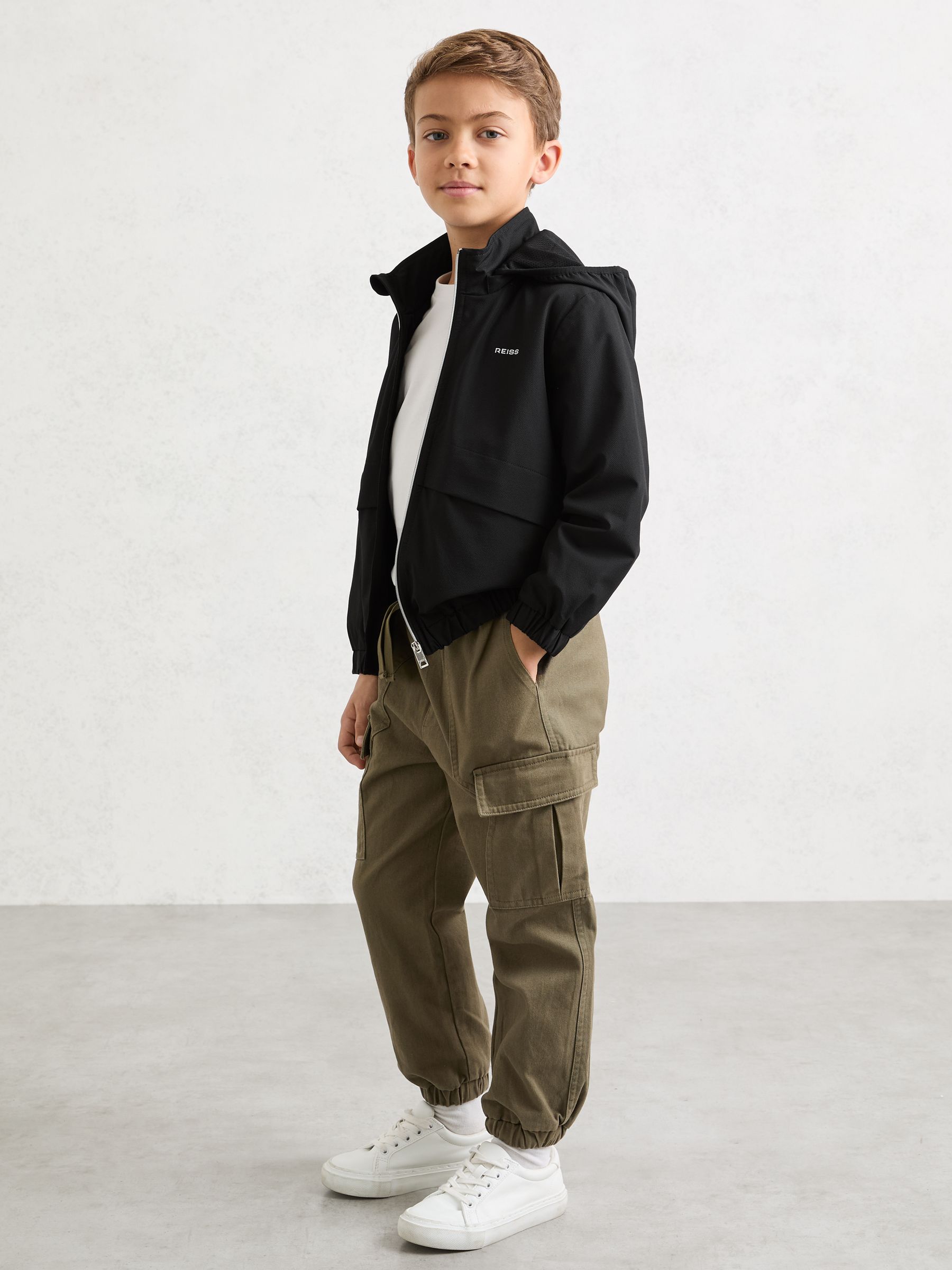 Zip-Through Hooded Logo Jacket in Black - Image 3 of 4