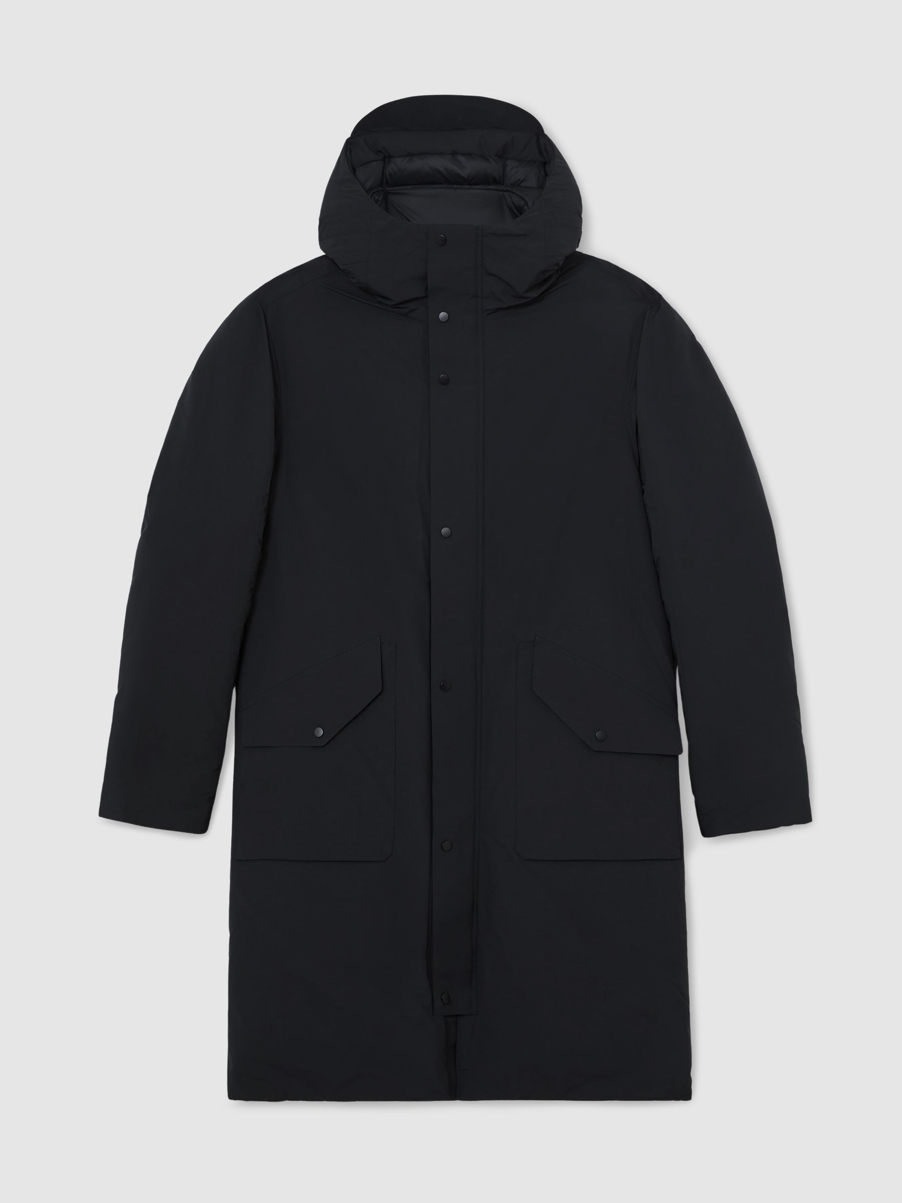 Quilted Hooded Mid-Length Puffer Coat in Navy - image 1
