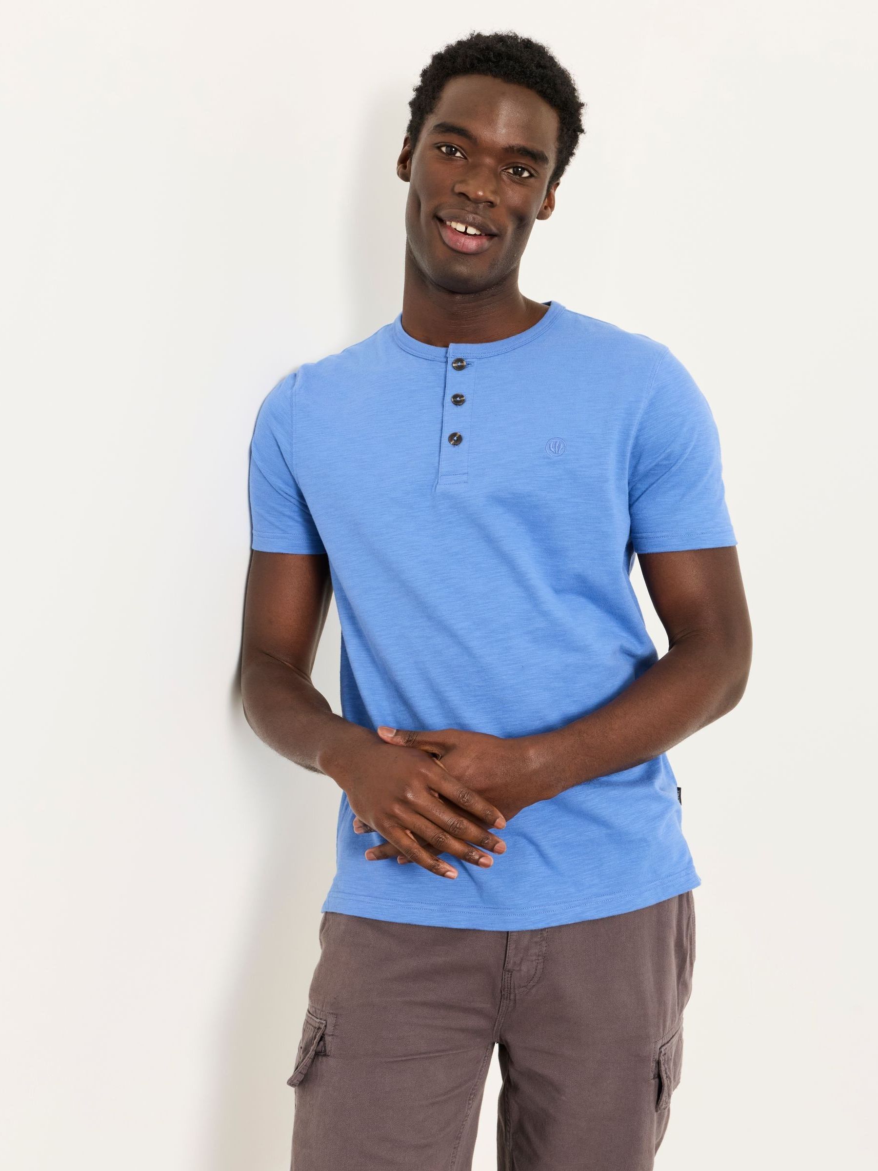Dusky Blue Short Sleeve Woodside Henley - Image 1 of 5