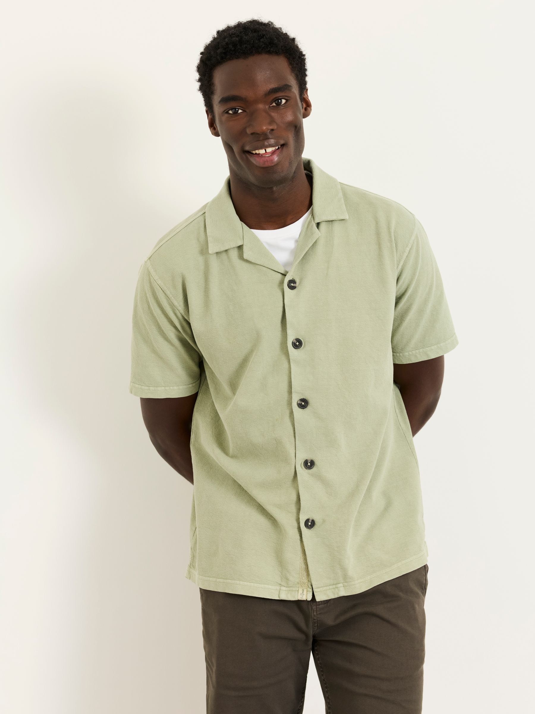 Fat Face - Sage Green - Sage Green Textured Shirt Fat Face - Sage Green - Sage Green Textured Shirt