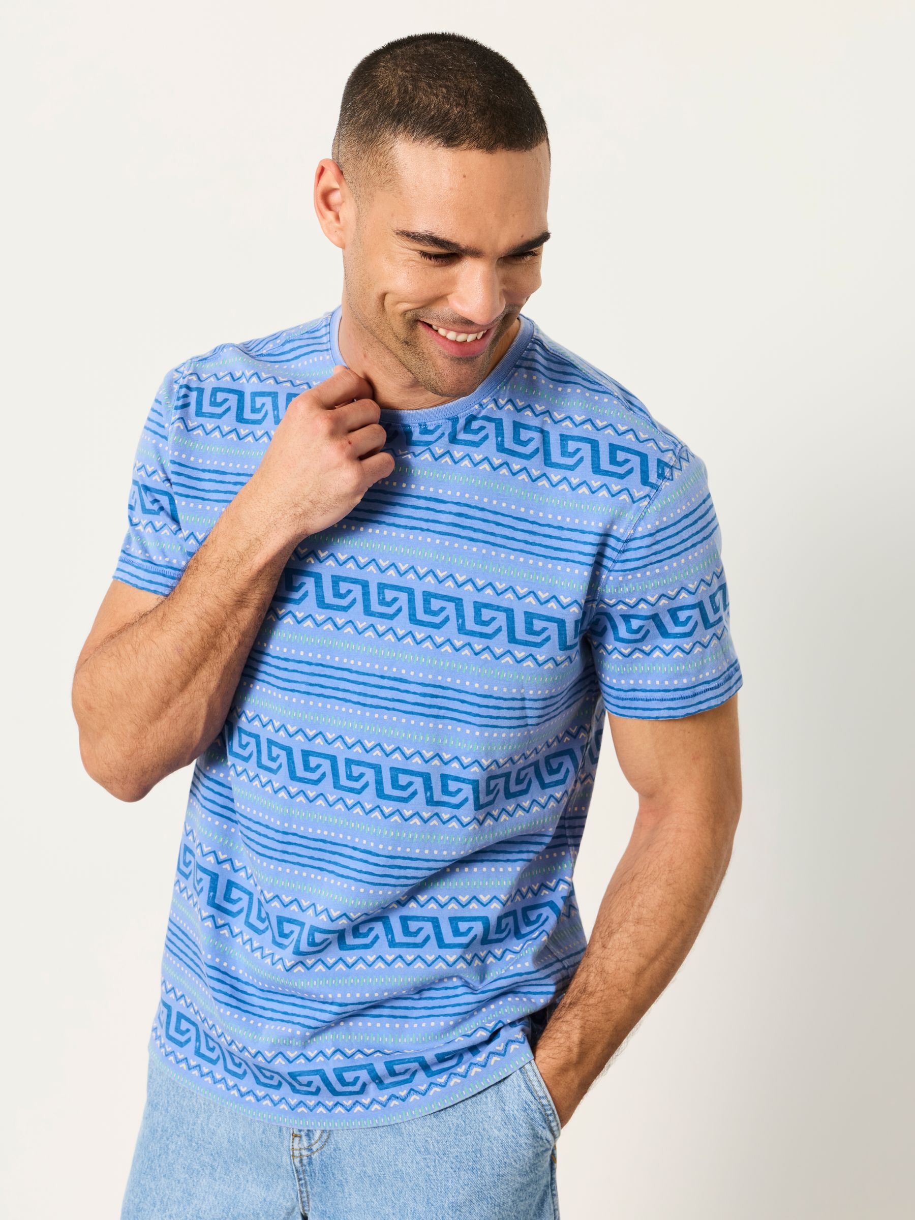 Blue Graphic Stripe Tshirt - Image 1 of 6