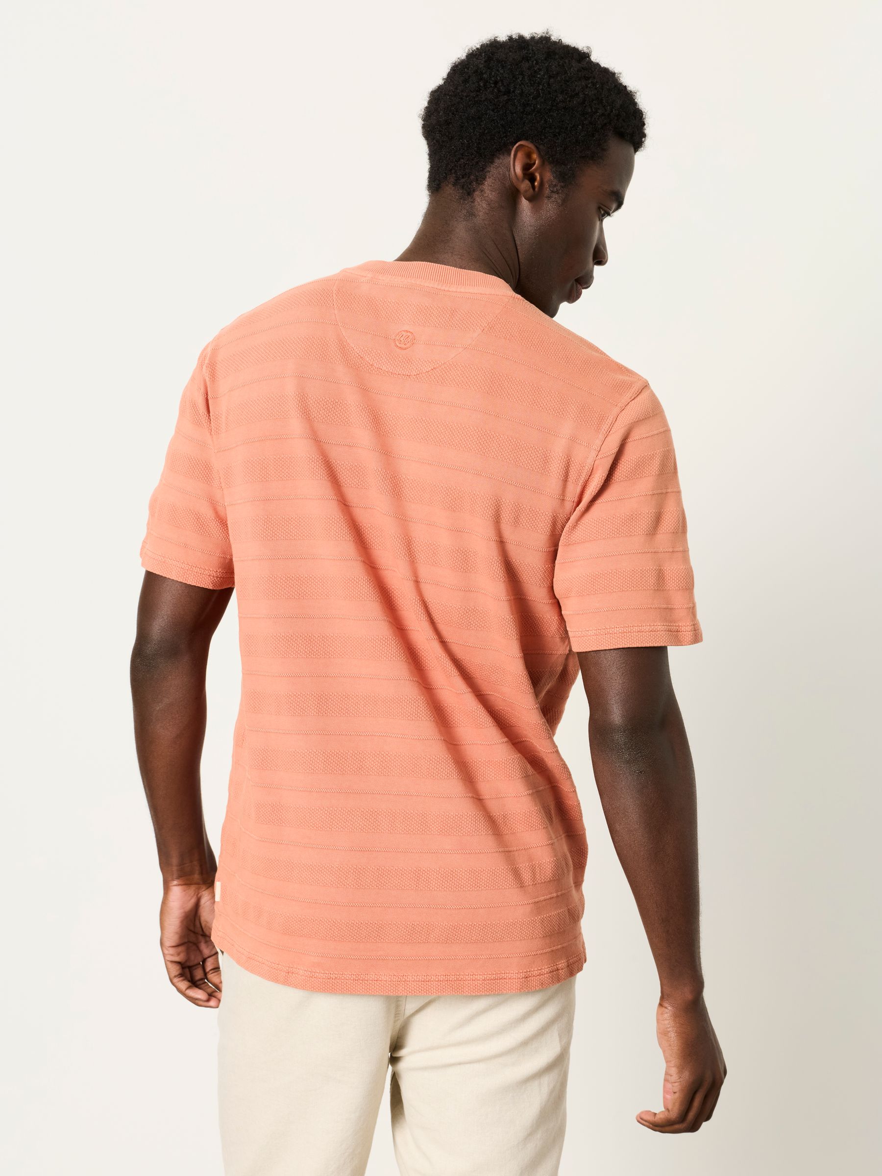Bexley Coral Pink Textured Stripe Tshirt - Image 2 of 6