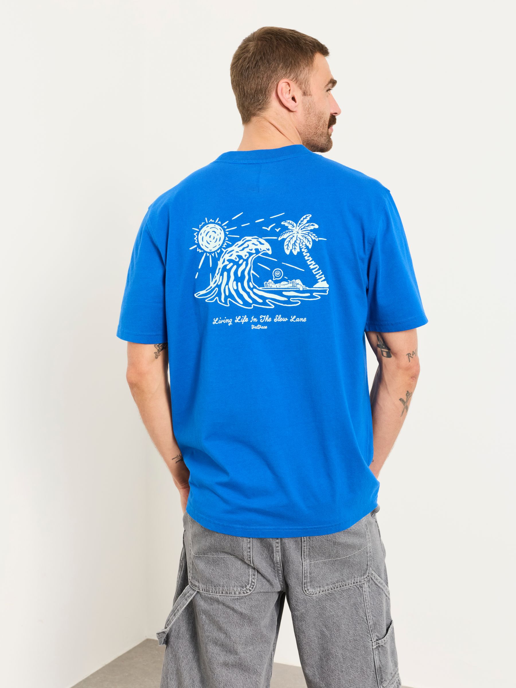 Cobalt Blue Gnarly Surf Graphic T-Shirt - Image 2 of 5