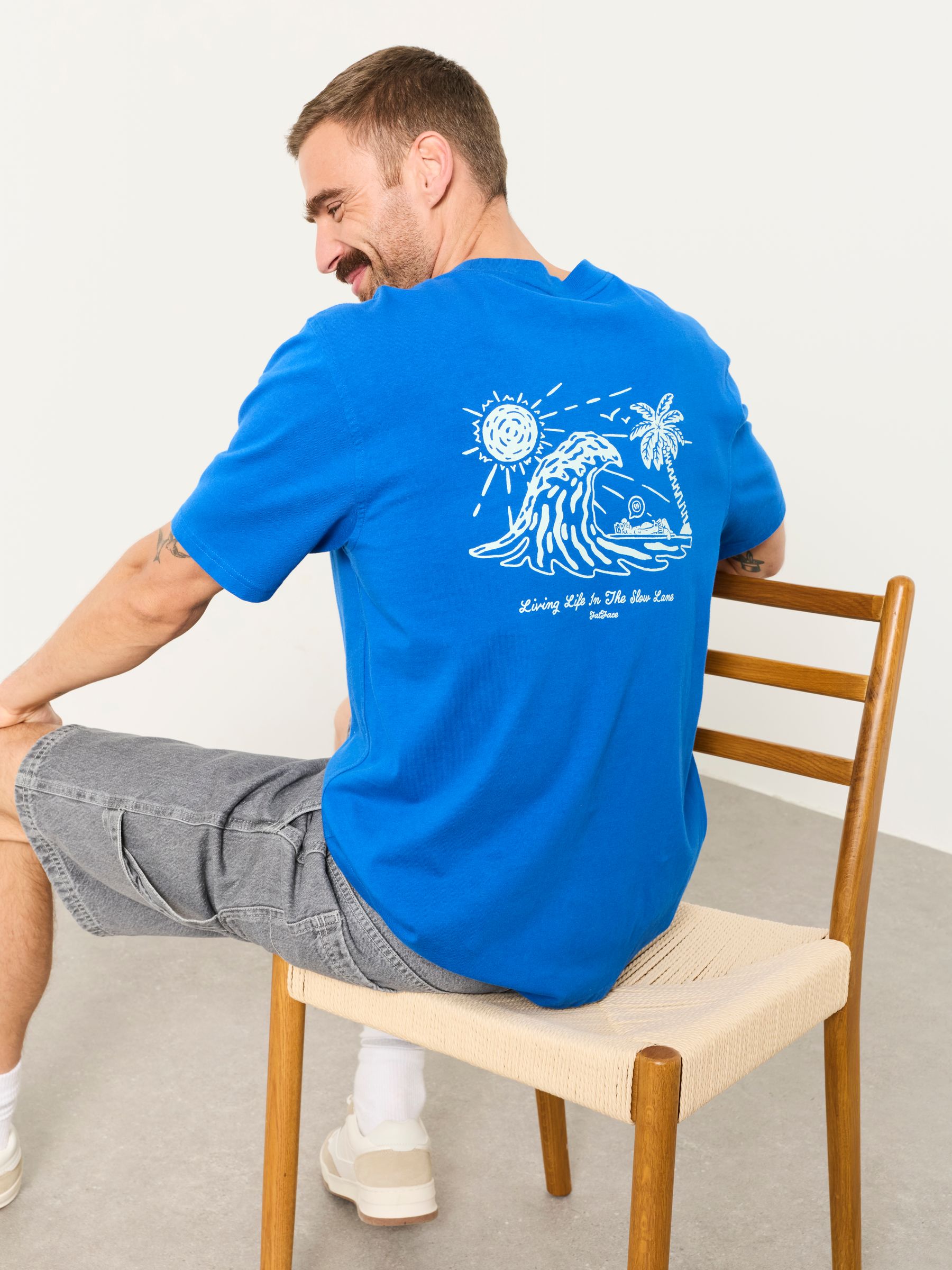 Cobalt Blue Gnarly Surf Graphic T-Shirt - Image 4 of 5