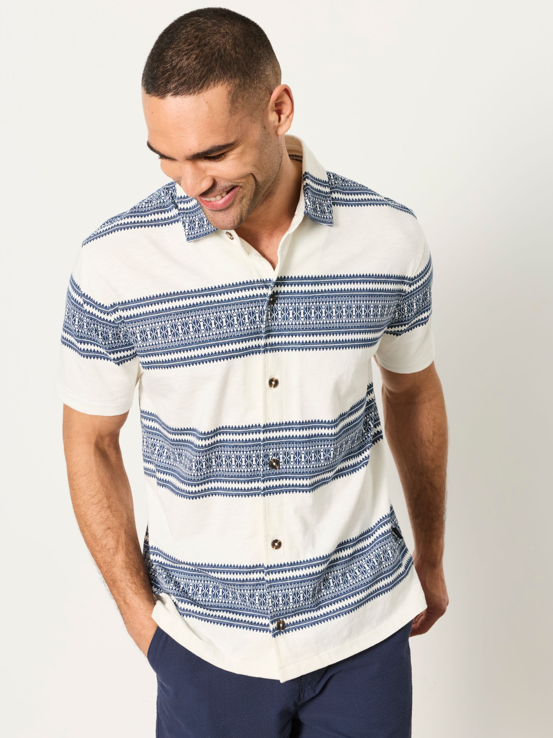 Truro White Pattern Stripe Shirt - Image 2 of 6 Truro White Pattern Stripe Shirt - Image 2 of 6
