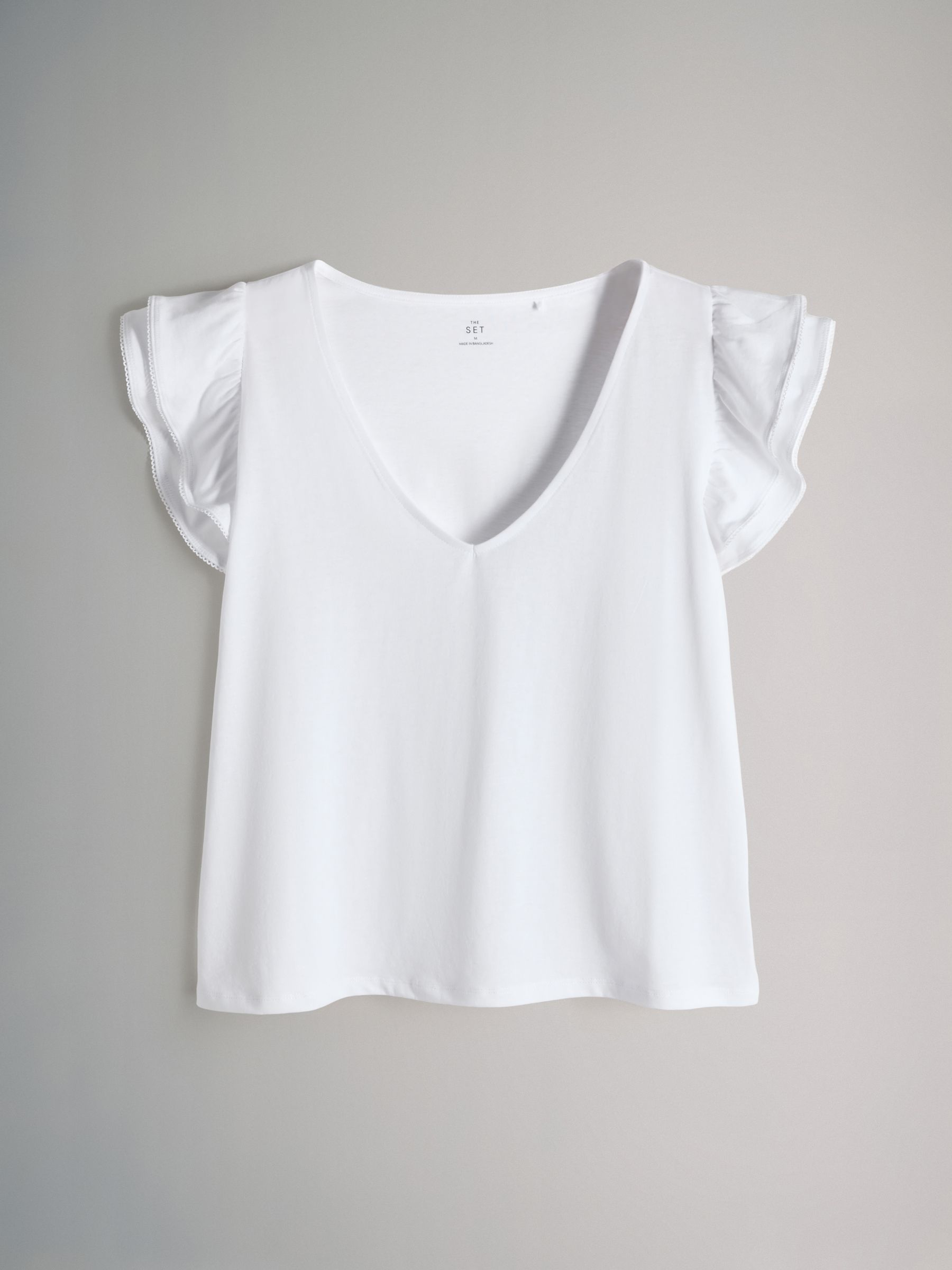 3 Pack V-Neck Frill Sleeve T-Shirt Black/Pink/White - Image 4 of 6